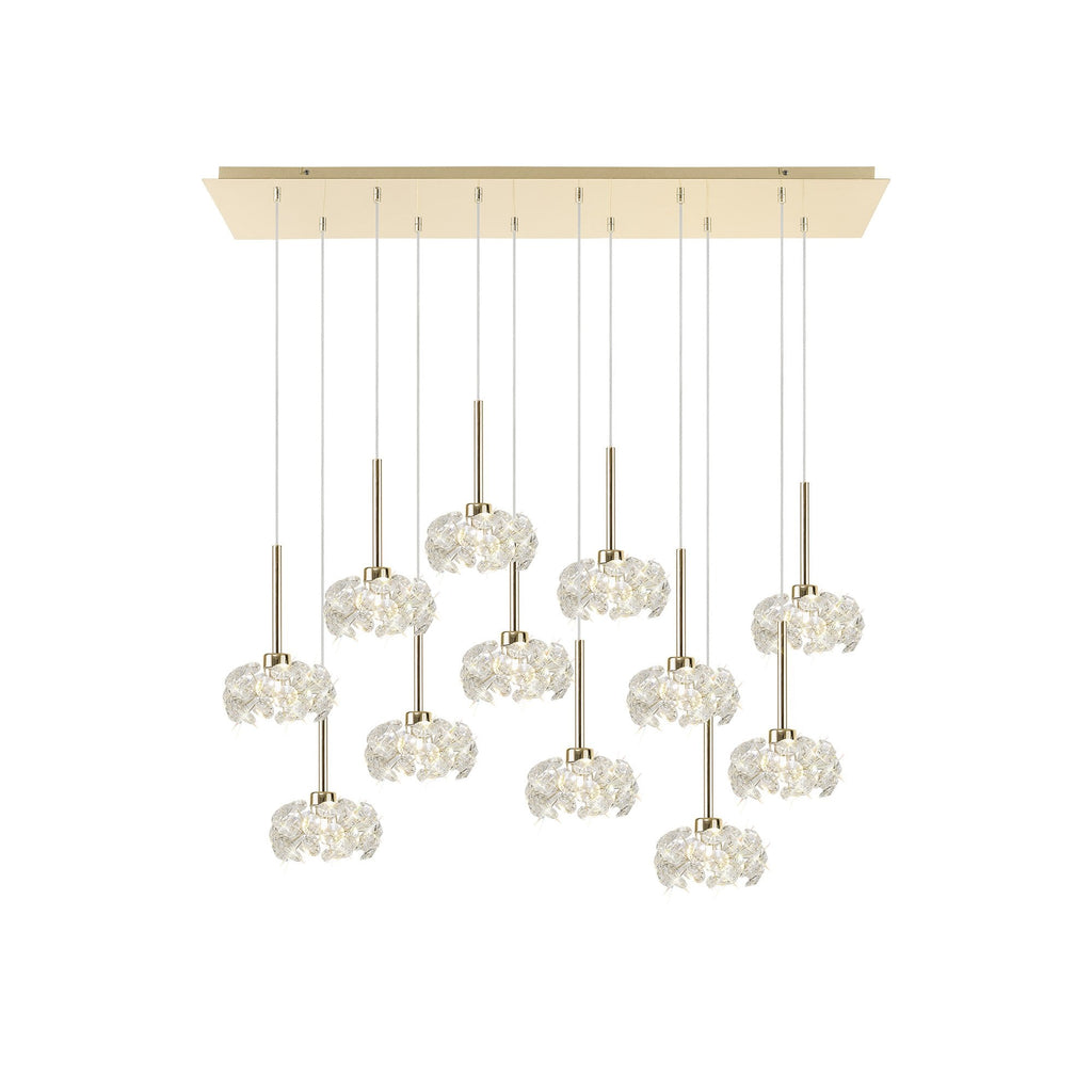 NLK08999 Paris  12 Light Linear Pendant French Gold Crystal