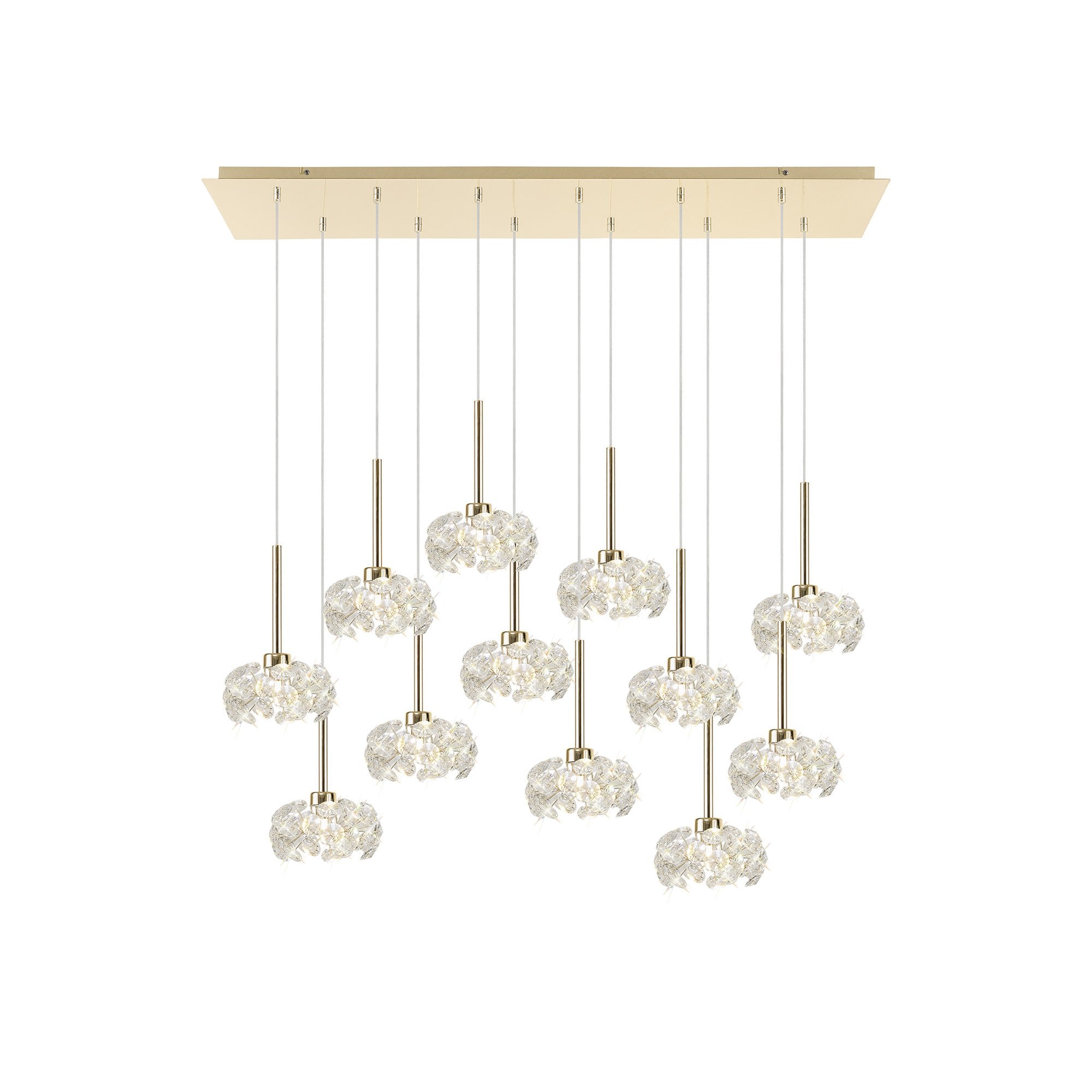 NLK08999 Paris  12 Light Linear Pendant French Gold Crystal