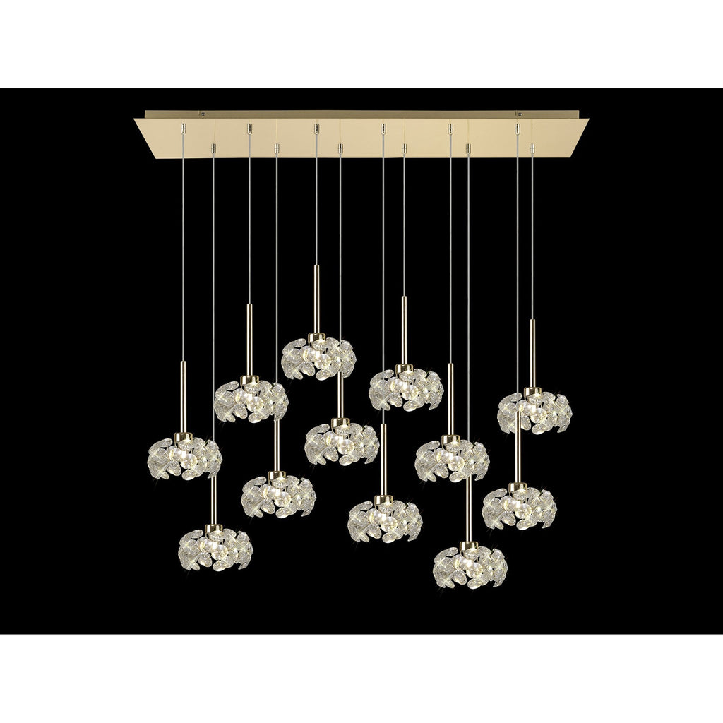 NLK08999 Paris  12 Light Linear Pendant French Gold Crystal