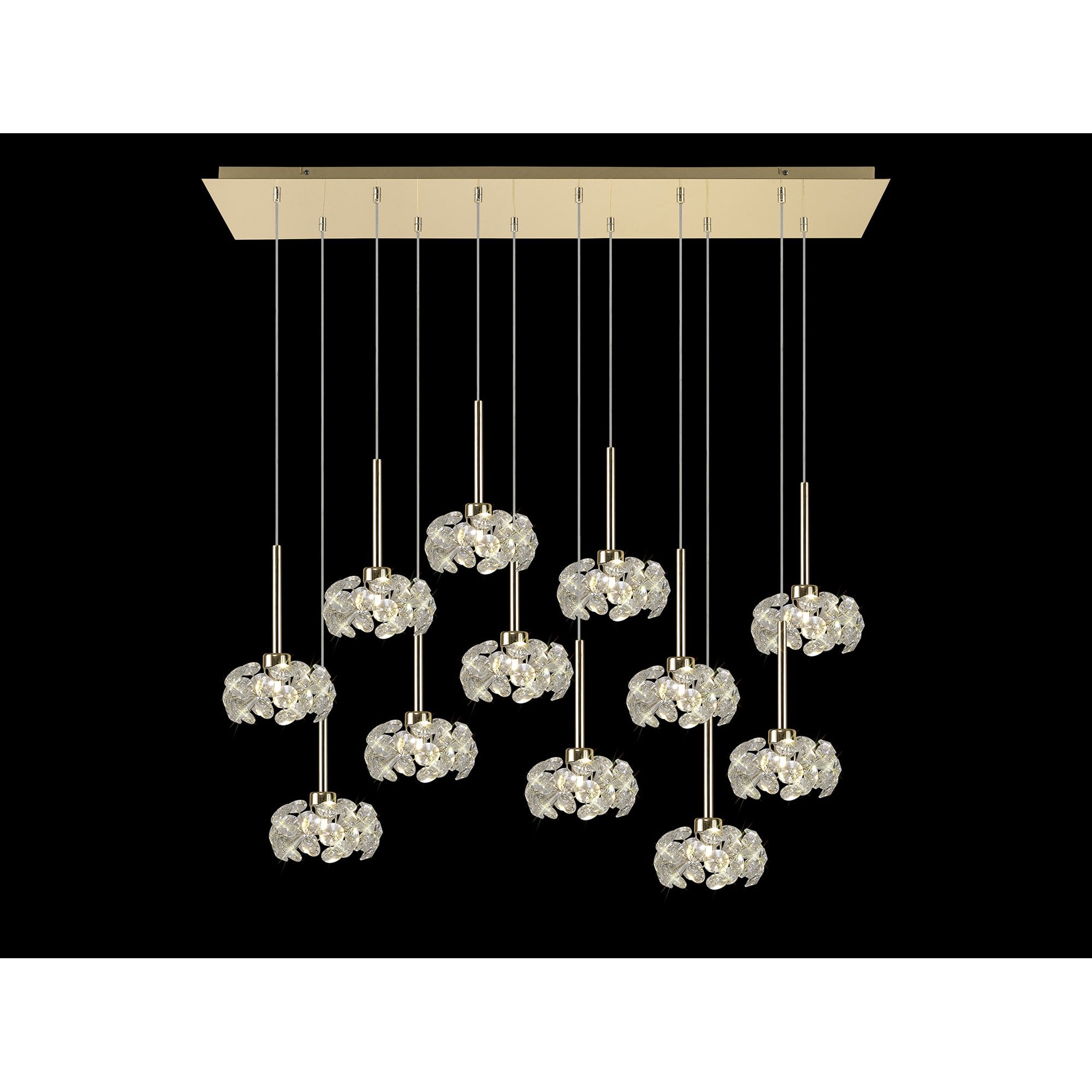 NLK08999 Paris  12 Light Linear Pendant French Gold Crystal