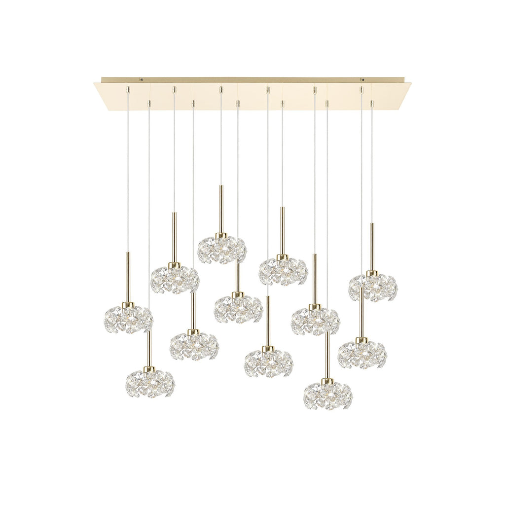 NLK08999 Paris  12 Light Linear Pendant French Gold Crystal