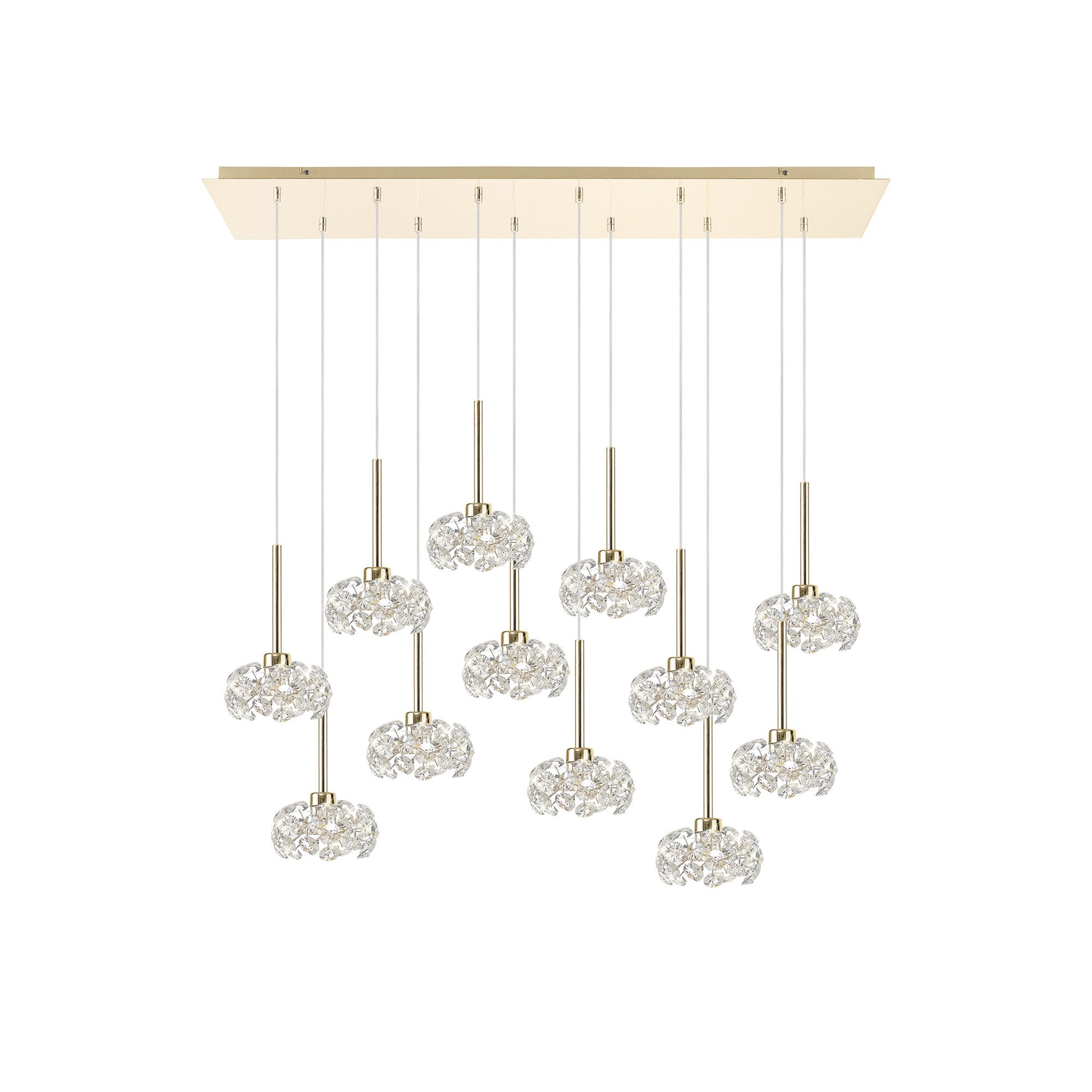 NLK08999 Paris  12 Light Linear Pendant French Gold Crystal