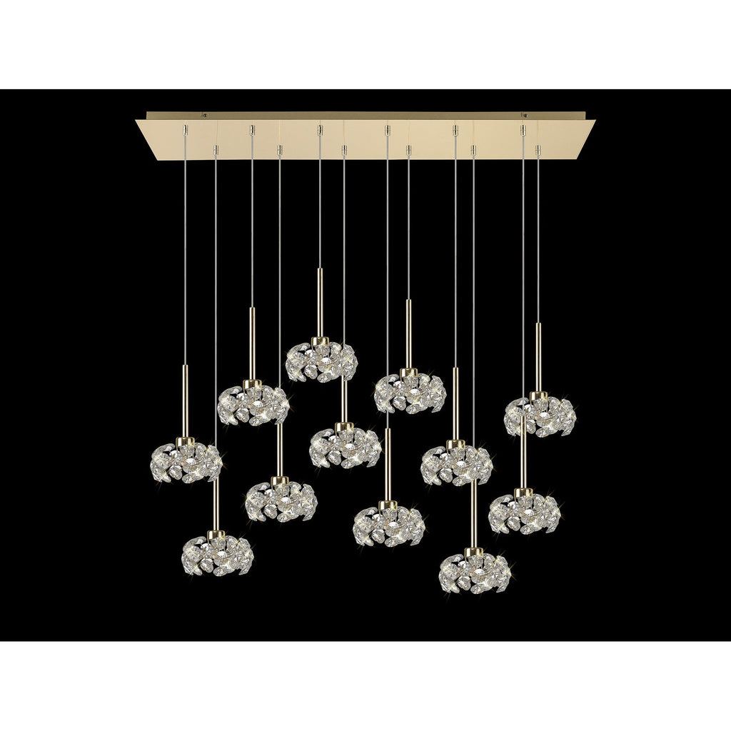 NLK08999 Paris  12 Light Linear Pendant French Gold Crystal
