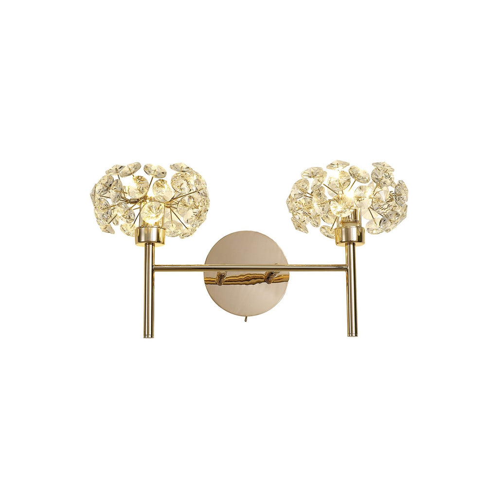 NLK09029 Paris 2 Light Wall Light French Gold Crystal