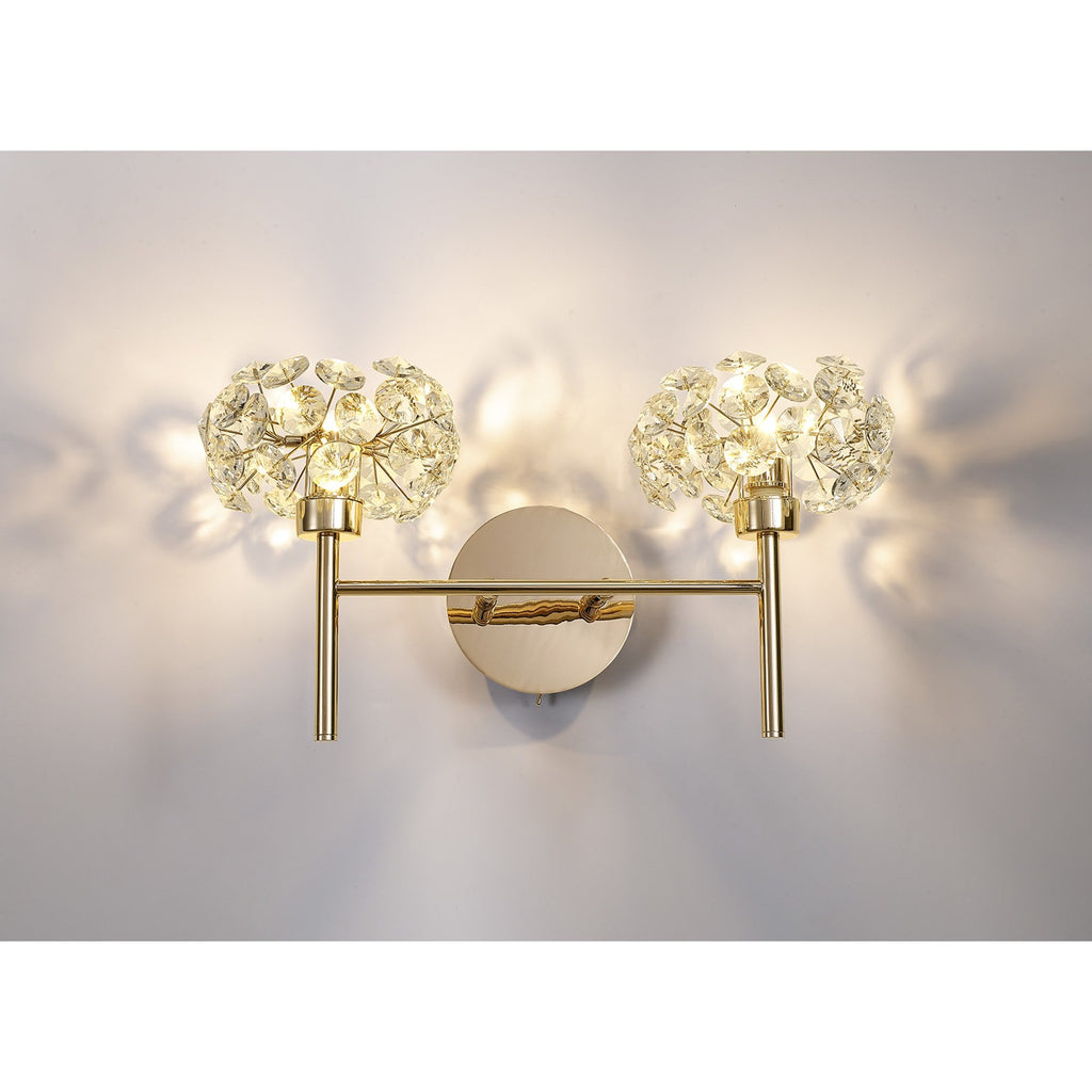 NLK09029 Paris 2 Light Wall Light French Gold Crystal