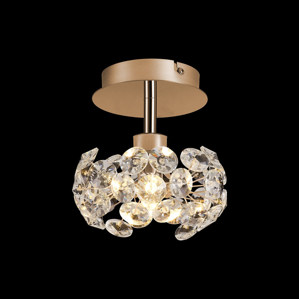 NLK13579 Paris  1 Light Flush Ceiling Light French Gold Crystal