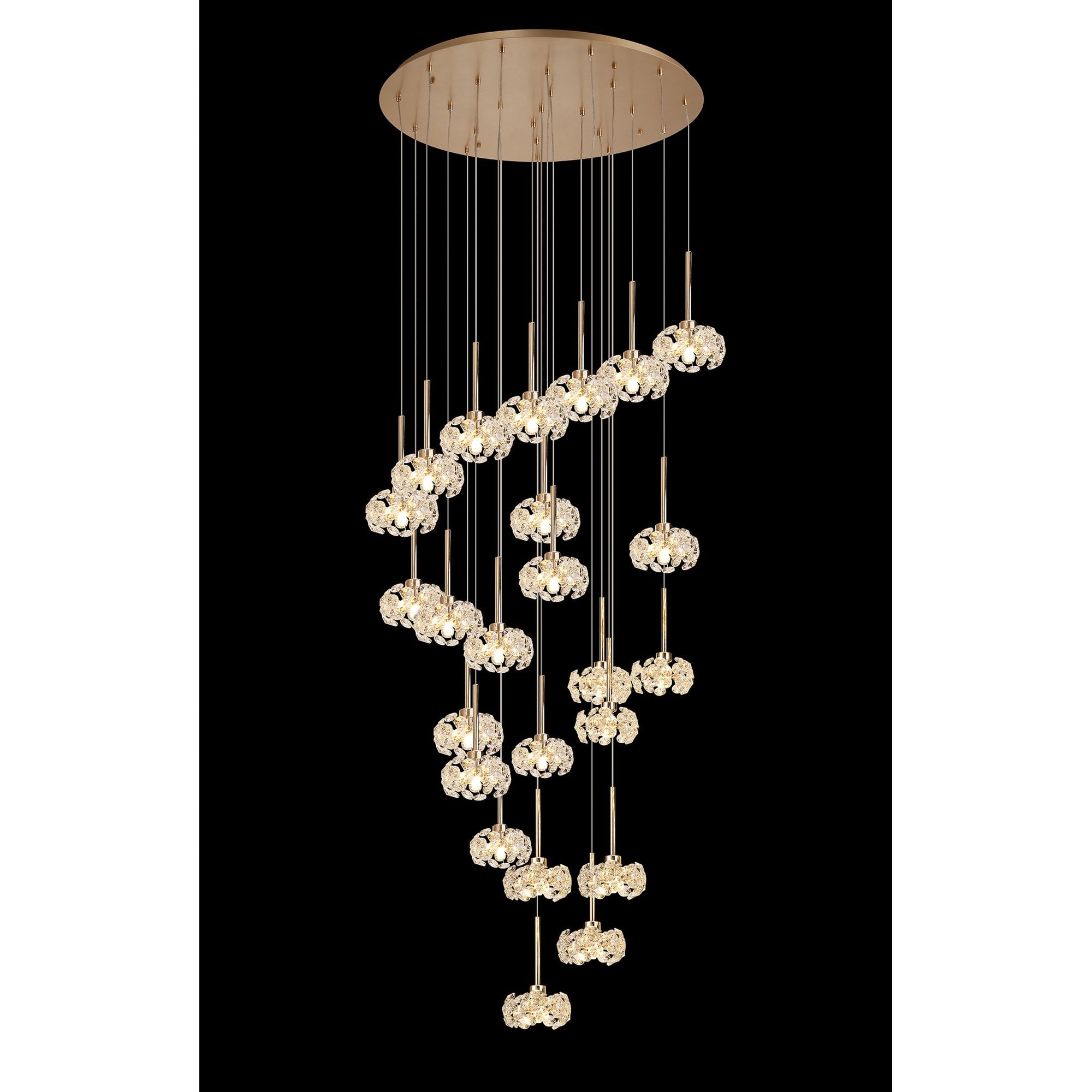 NLK13619 Paris24 Light Round Pendant French Gold Crystal