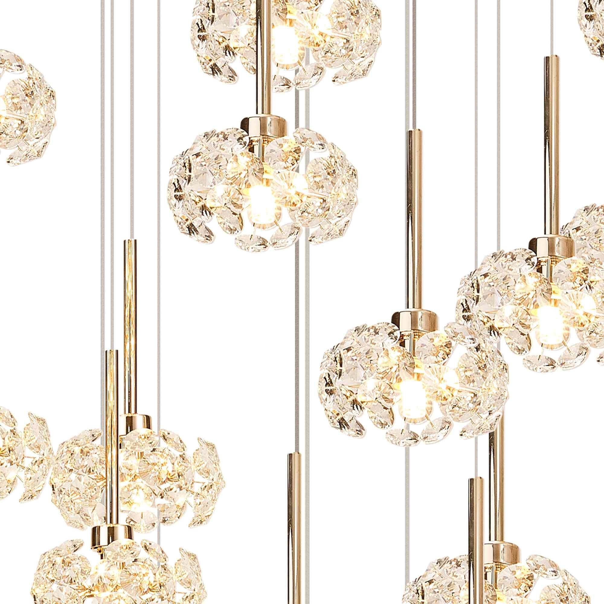 NLK13619 Paris24 Light Round Pendant French Gold Crystal
