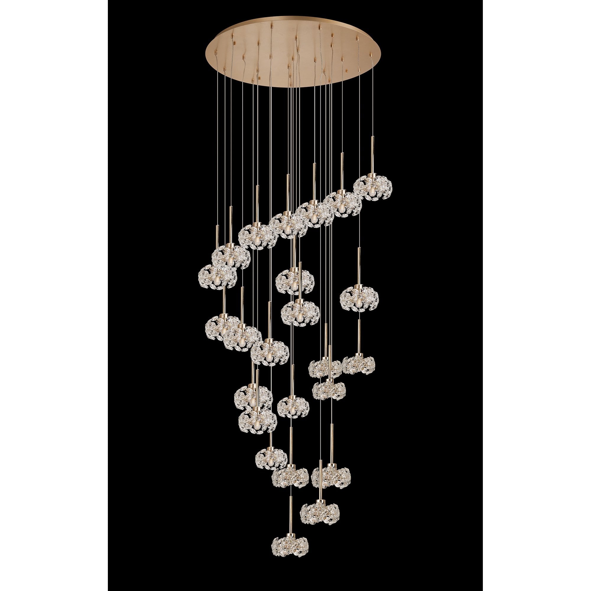 NLK13619 Paris24 Light Round Pendant French Gold Crystal