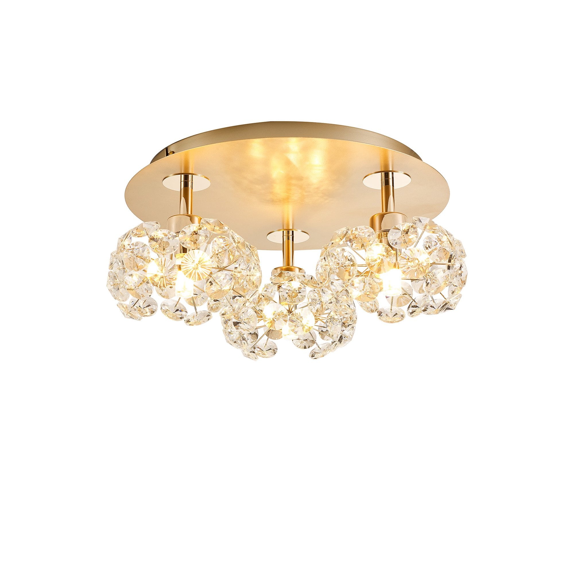 NLK15409 Paris 3 Light Flush Ceiling Light French Gold Crystal