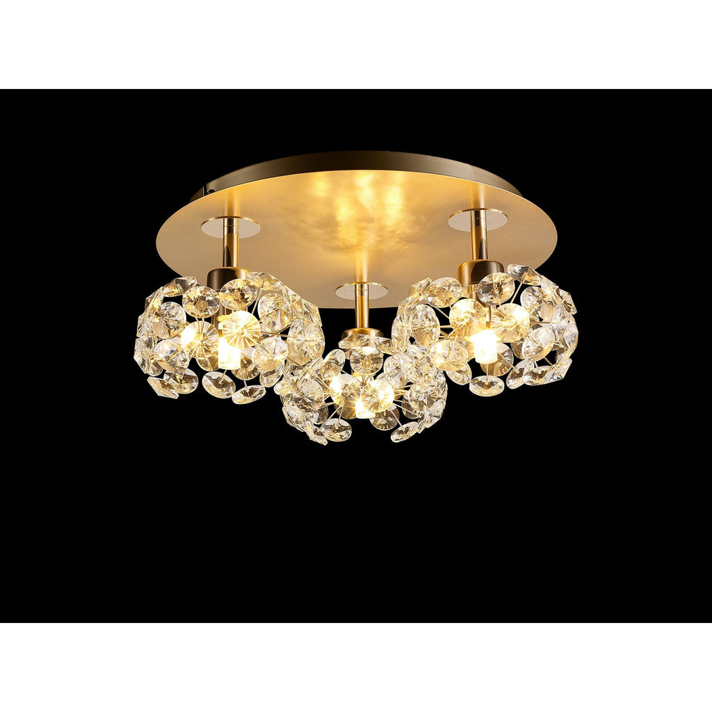 NLK15409 Paris 3 Light Flush Ceiling Light French Gold Crystal