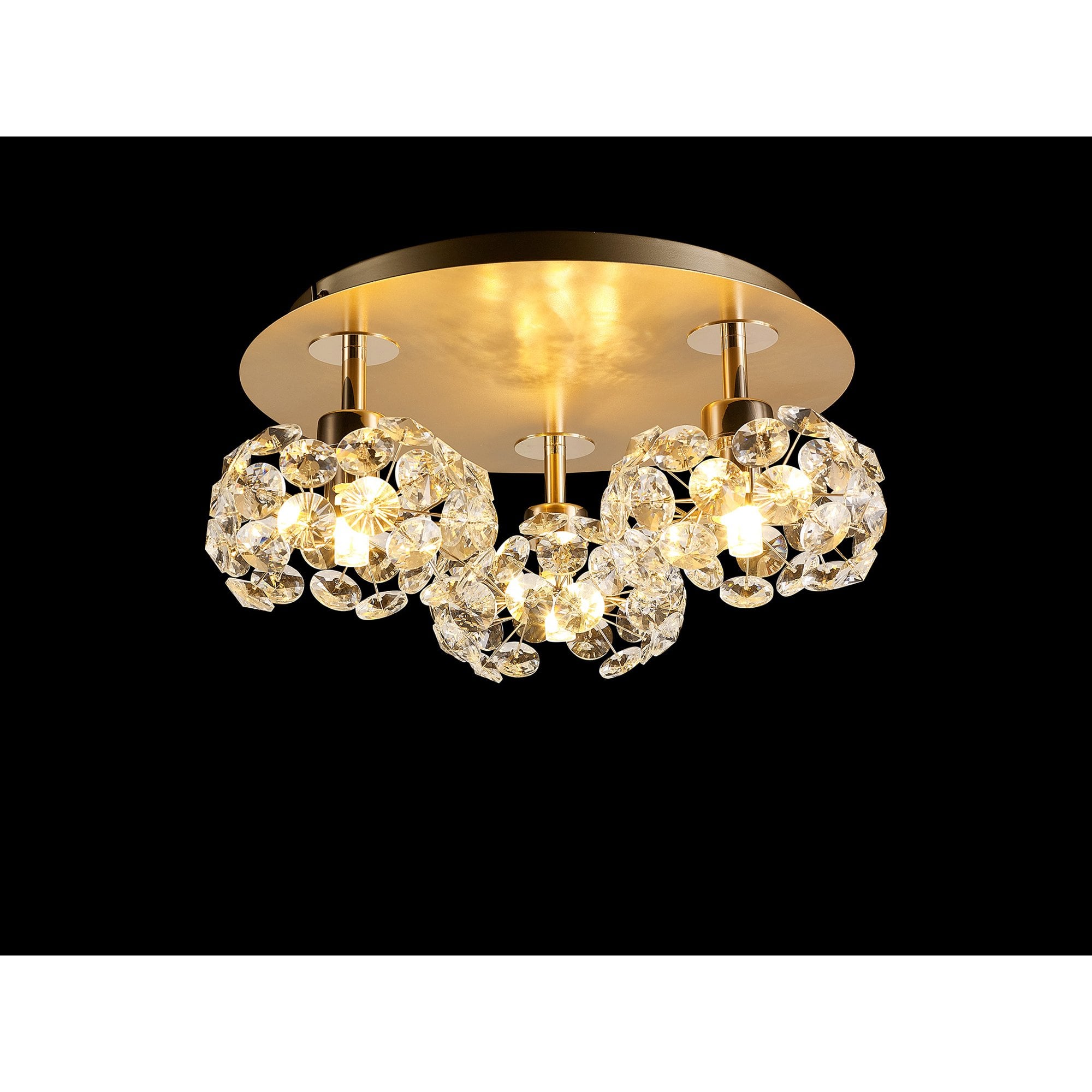 NLK15409 Paris 3 Light Flush Ceiling Light French Gold Crystal