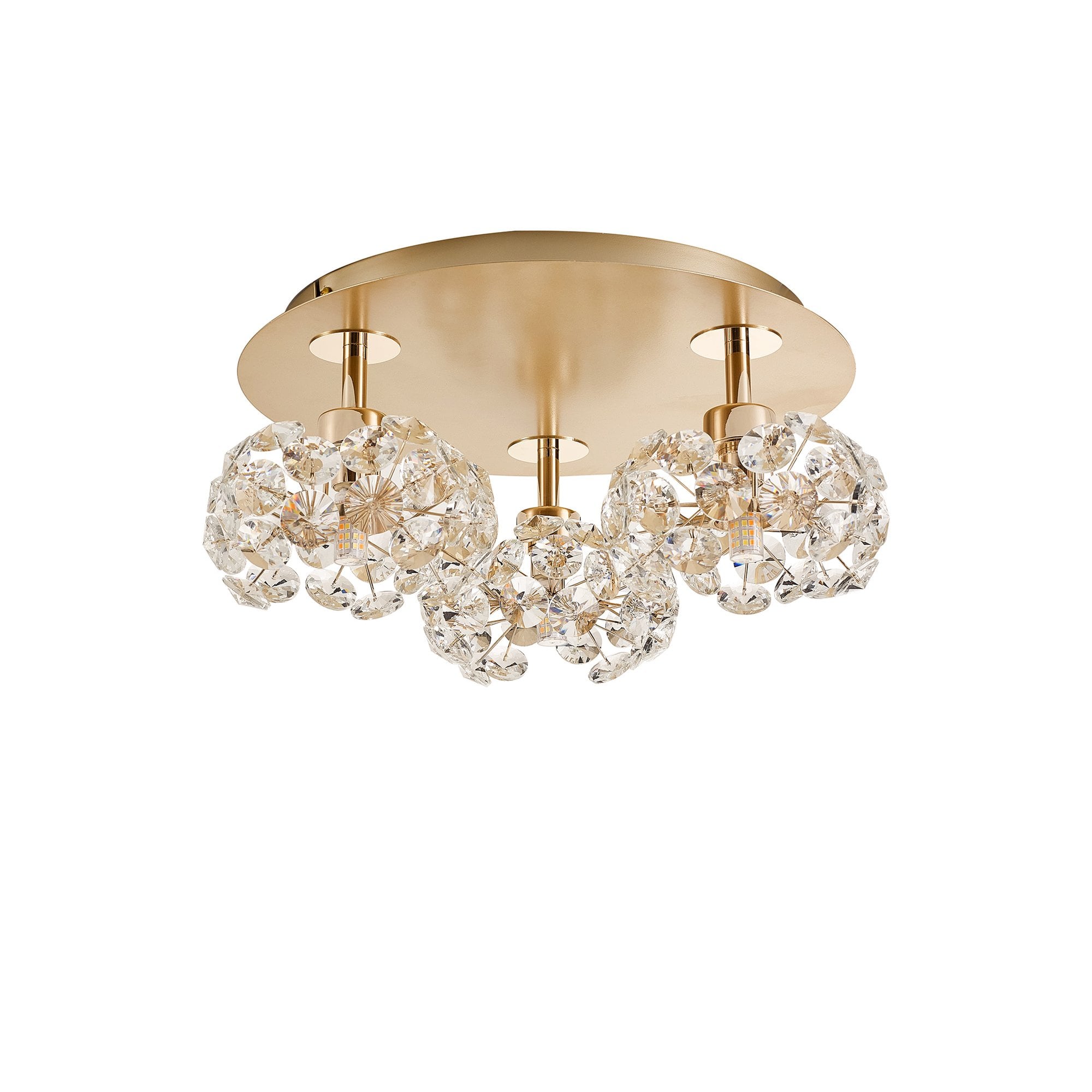 NLK15409 Paris 3 Light Flush Ceiling Light French Gold Crystal
