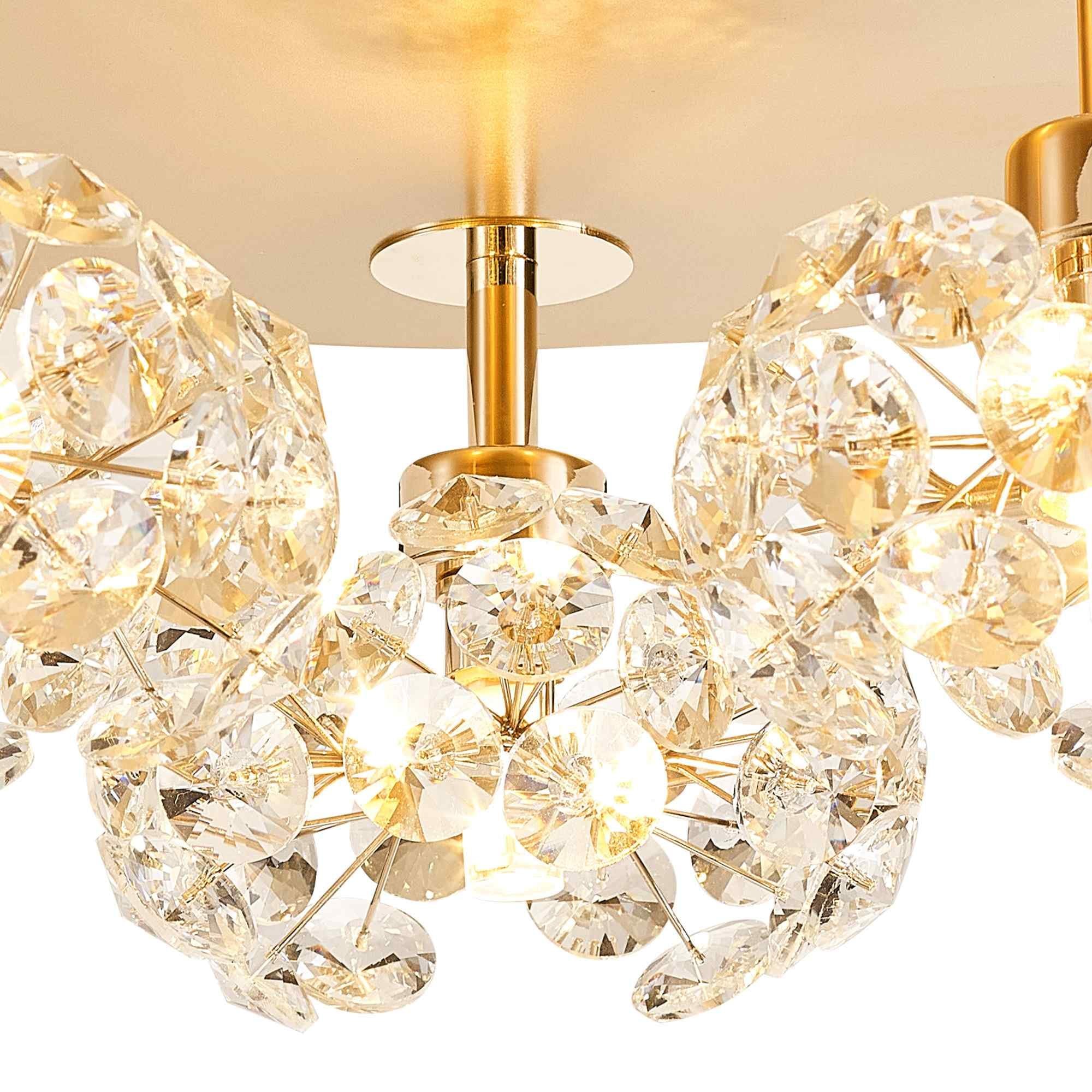 NLK15409 Paris 3 Light Flush Ceiling Light French Gold Crystal