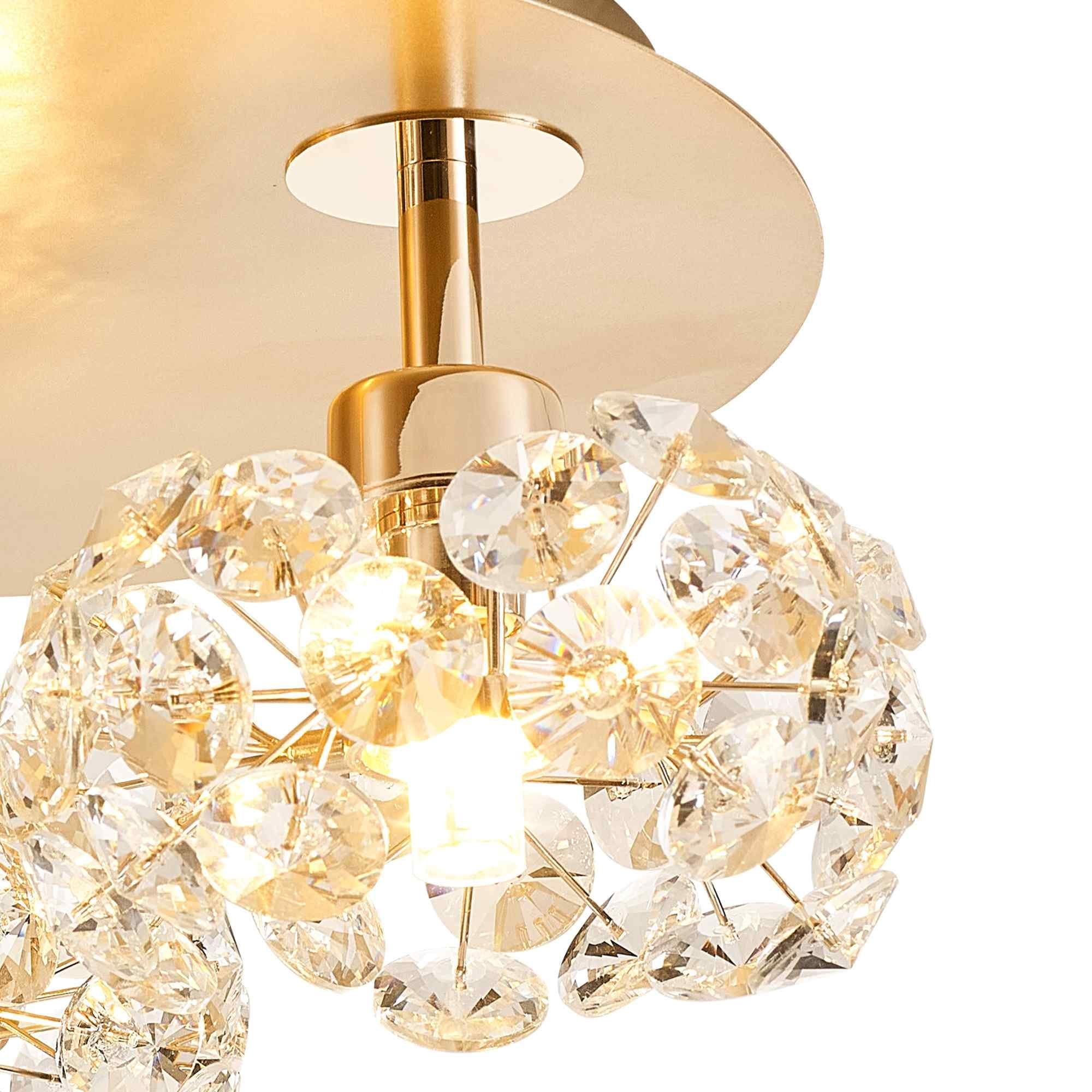 NLK15409 Paris 3 Light Flush Ceiling Light French Gold Crystal