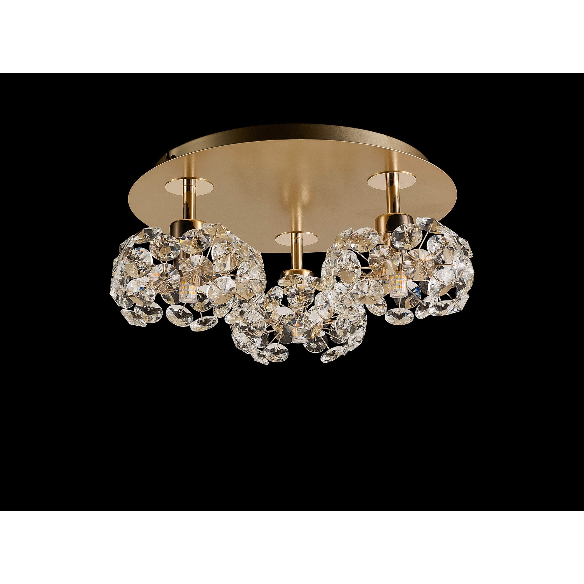 NLK15409 Paris 3 Light Flush Ceiling Light French Gold Crystal