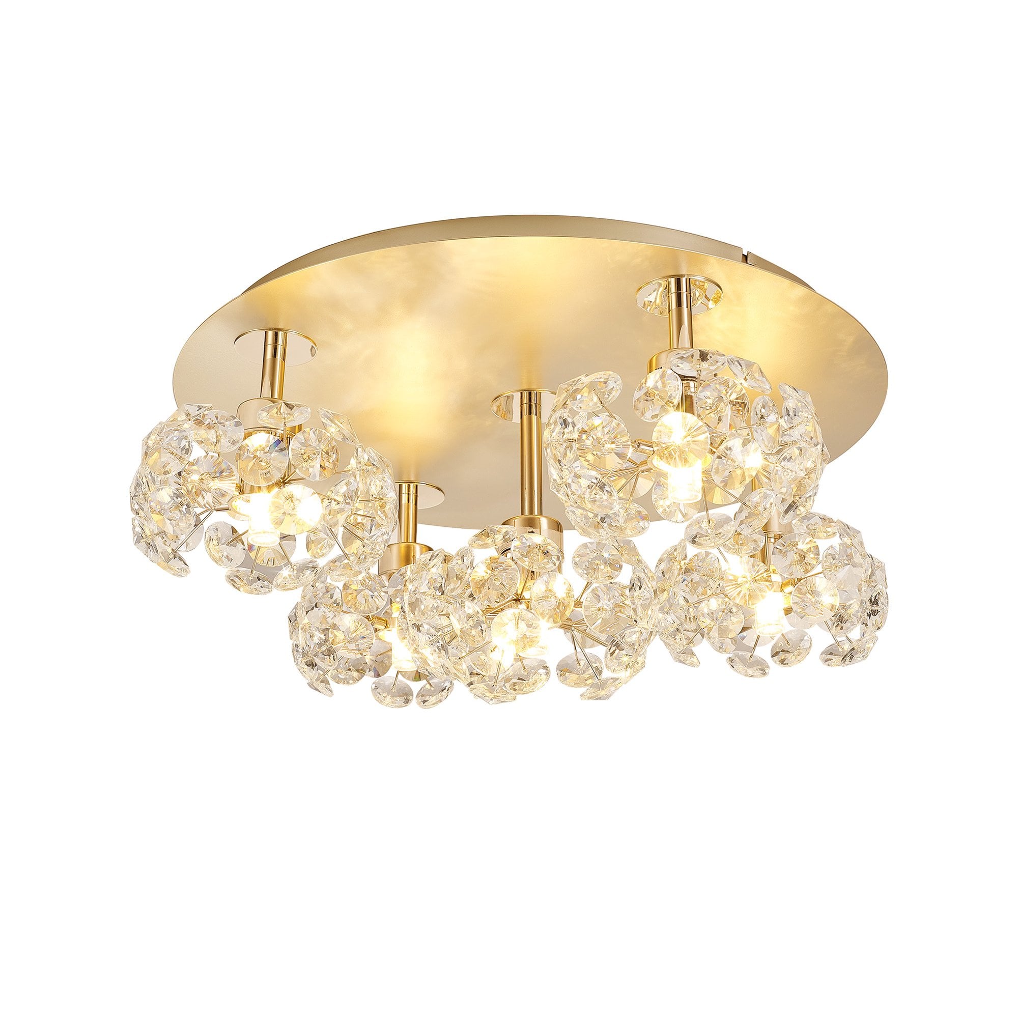 NLK15419 Paris 5 Light Flush Ceiling Light French Gold Crystal