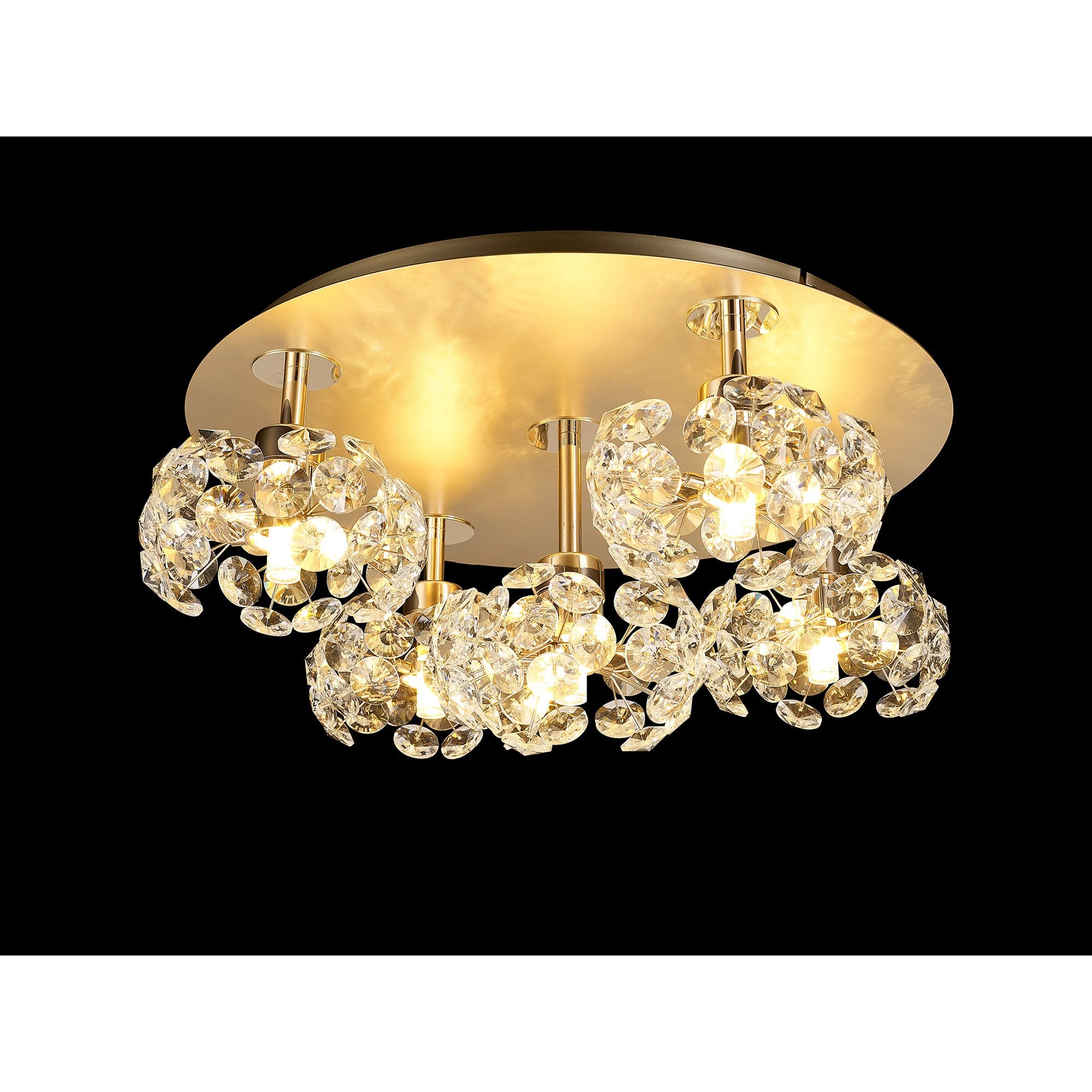 NLK15419 Paris 5 Light Flush Ceiling Light French Gold Crystal