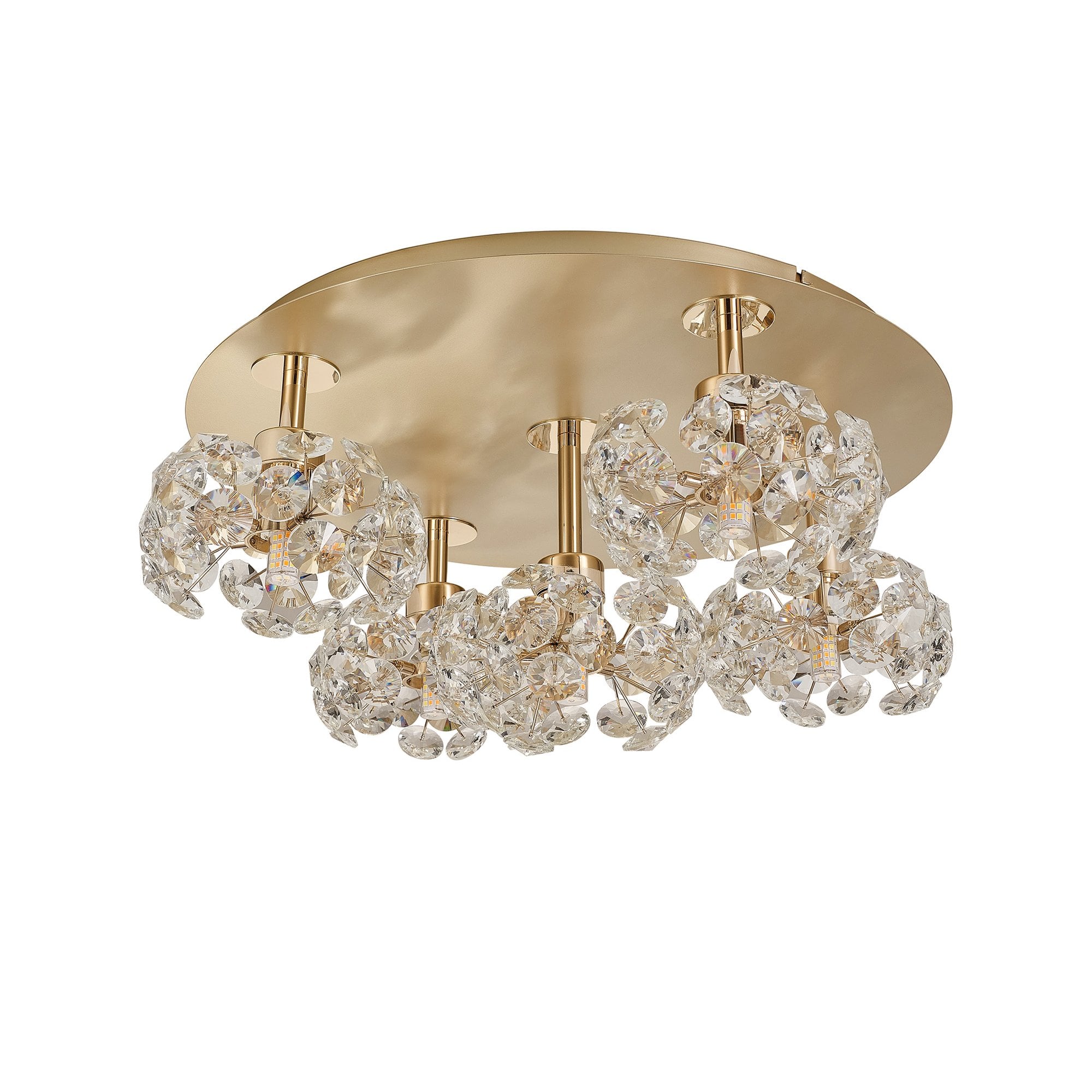 NLK15419 Paris 5 Light Flush Ceiling Light French Gold Crystal