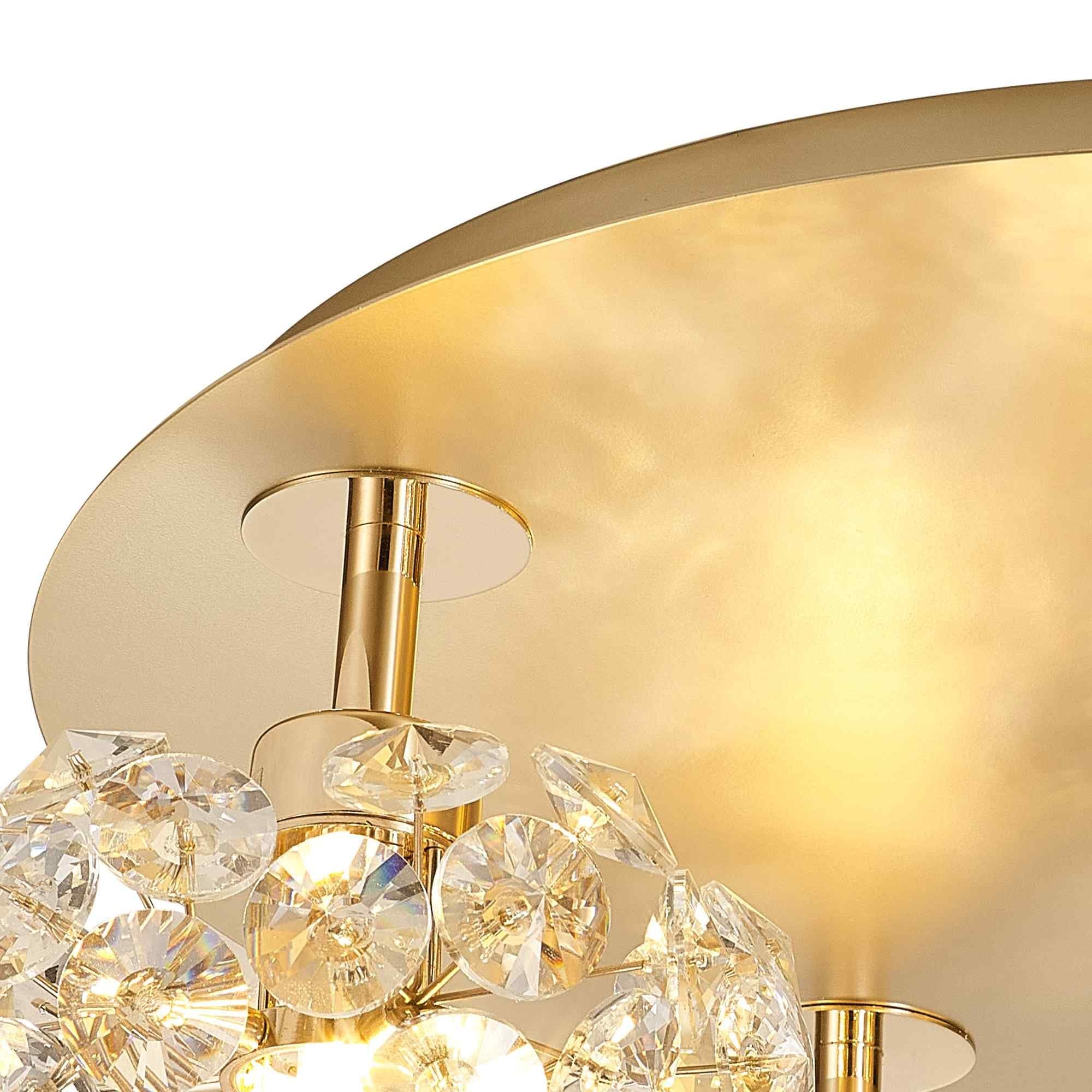 NLK15419 Paris 5 Light Flush Ceiling Light French Gold Crystal