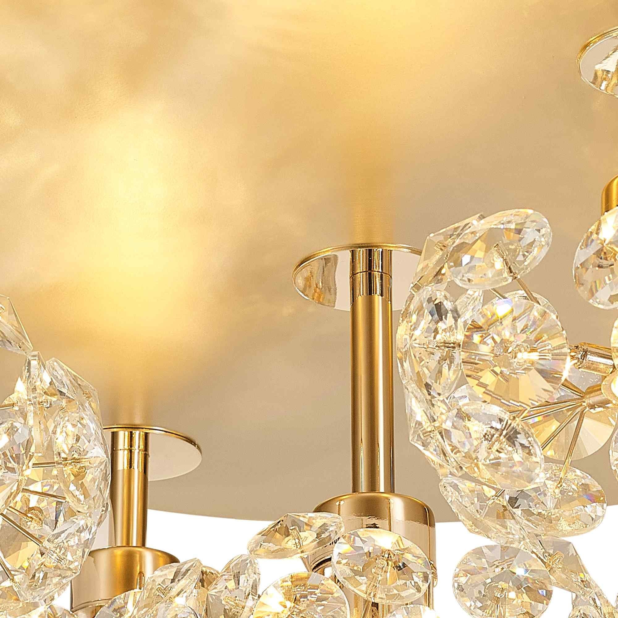 NLK15419 Paris 5 Light Flush Ceiling Light French Gold Crystal