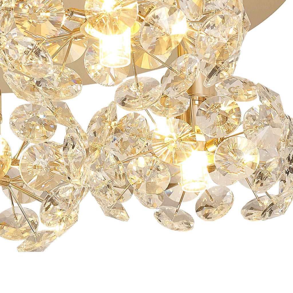 NLK15419 Paris 5 Light Flush Ceiling Light French Gold Crystal