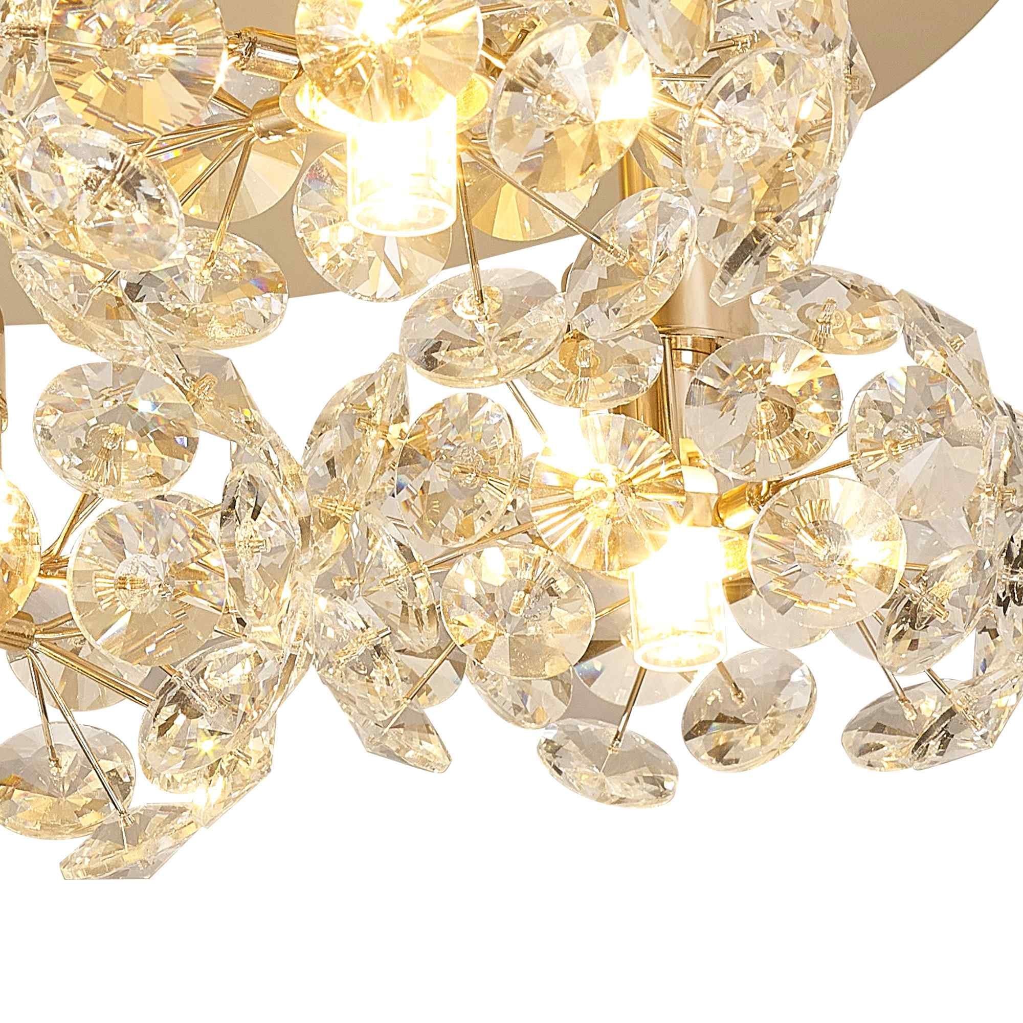 NLK15419 Paris 5 Light Flush Ceiling Light French Gold Crystal