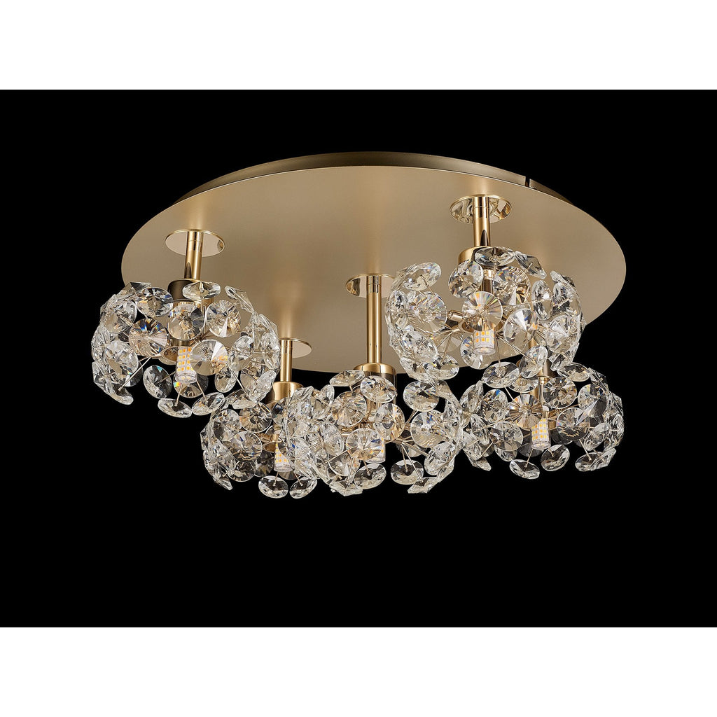 NLK15419 Paris 5 Light Flush Ceiling Light French Gold Crystal