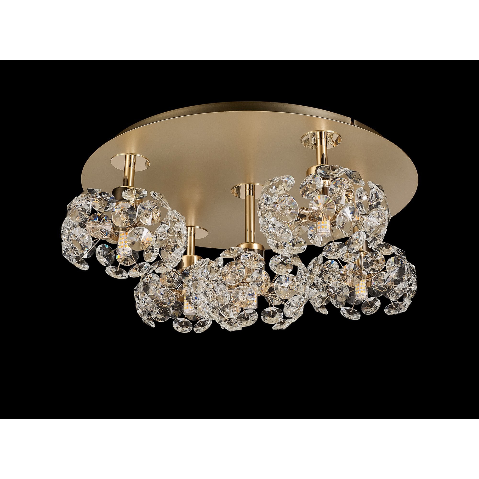 NLK15419 Paris 5 Light Flush Ceiling Light French Gold Crystal