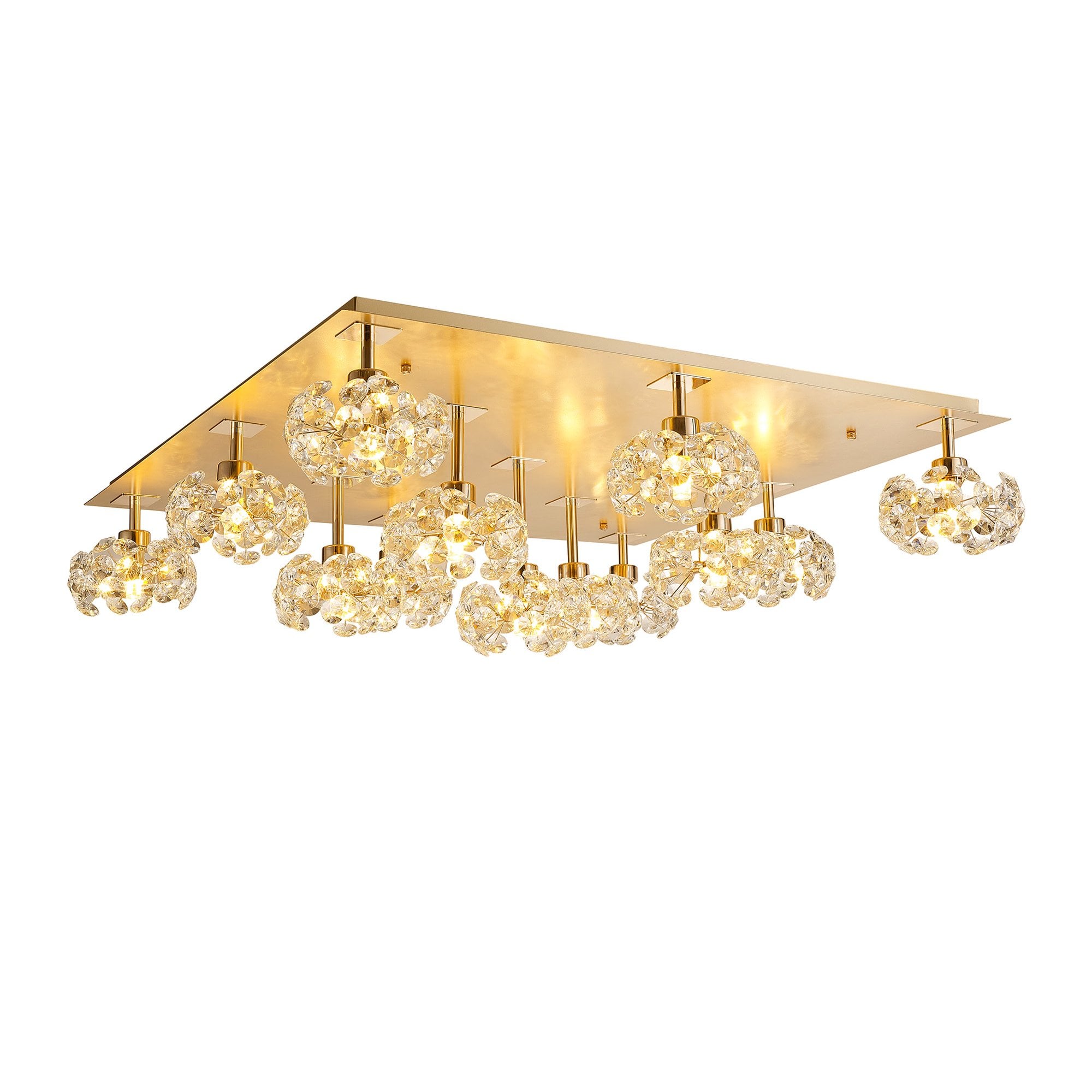 NLK15429 Paris 13 Light Flush Ceiling Light French Gold Crystal