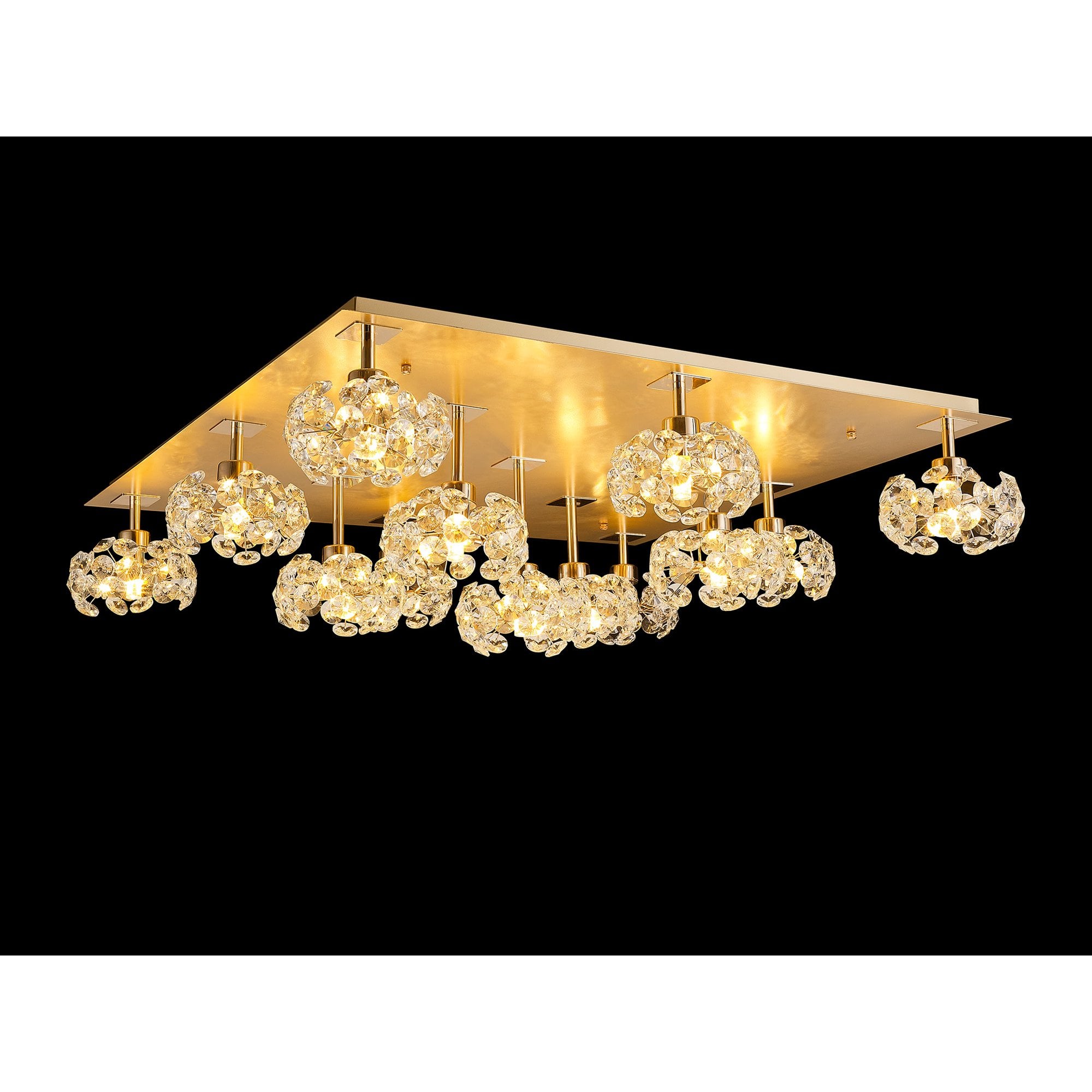 NLK15429 Paris 13 Light Flush Ceiling Light French Gold Crystal