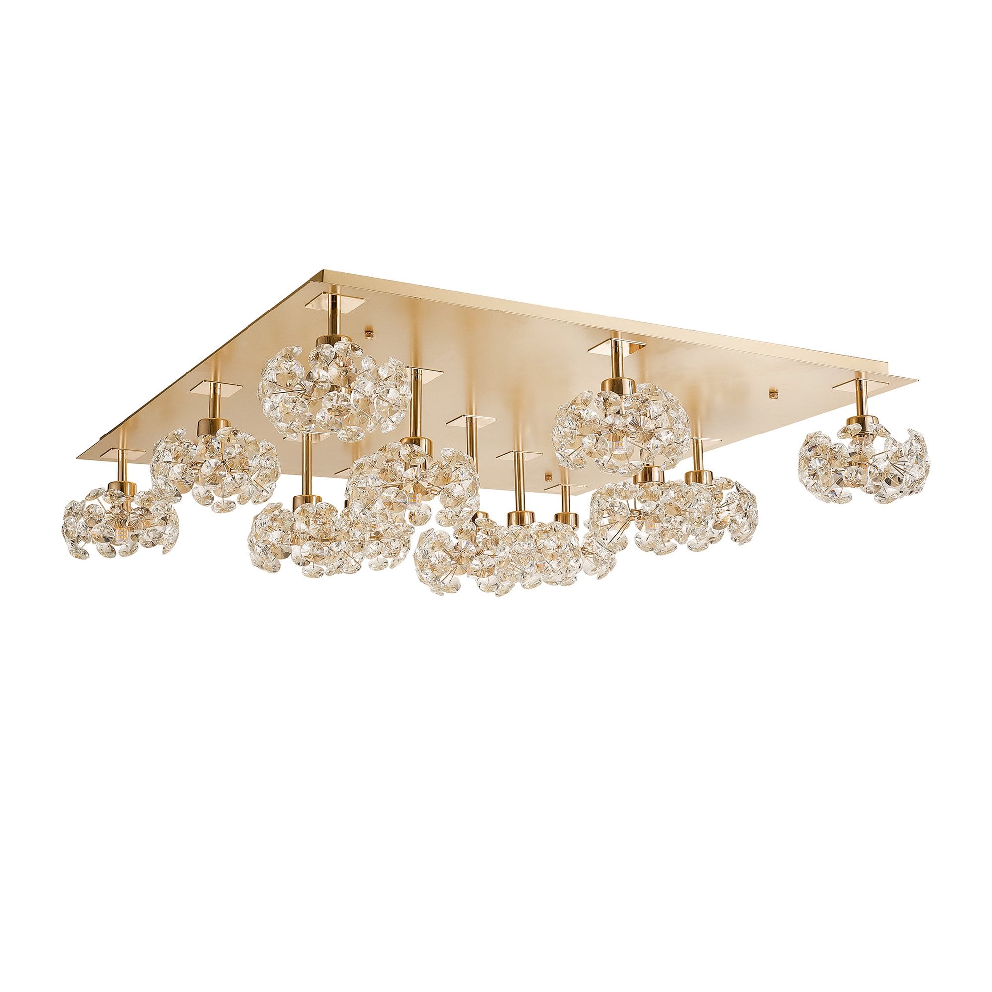 NLK15429 Paris 13 Light Flush Ceiling Light French Gold Crystal