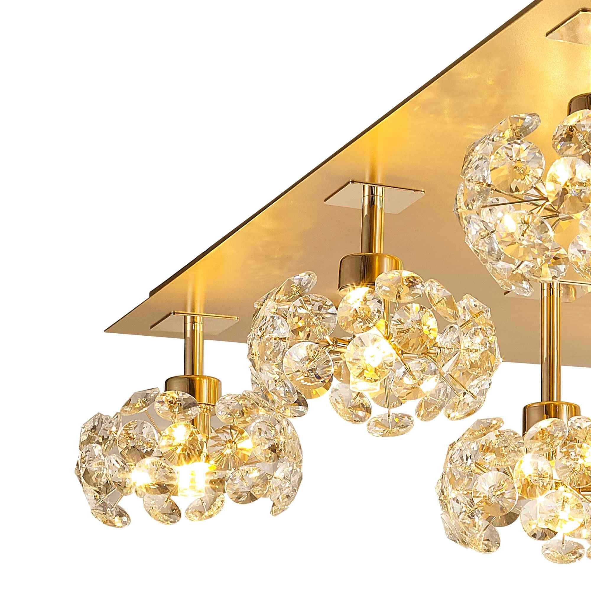 NLK15429 Paris 13 Light Flush Ceiling Light French Gold Crystal