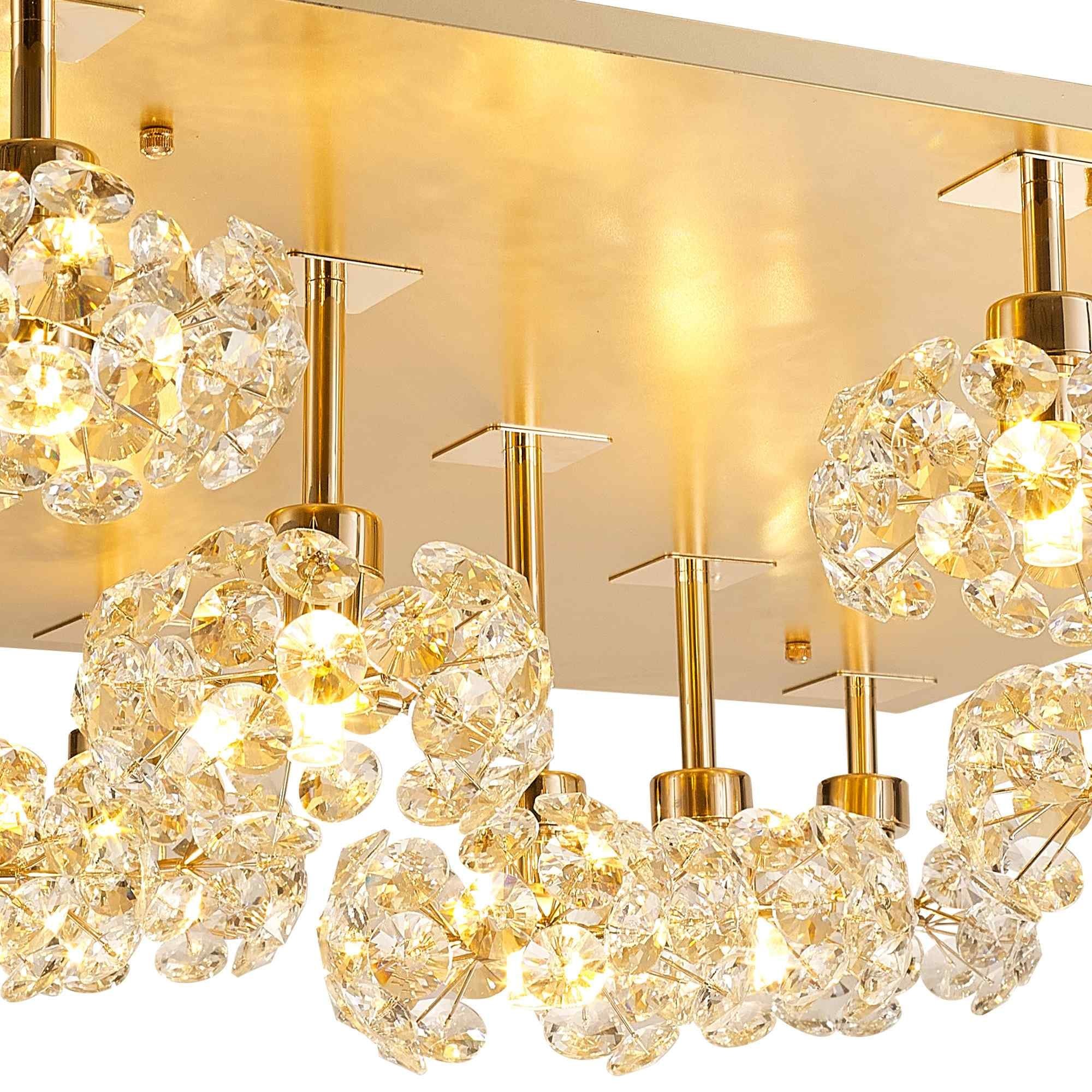 NLK15429 Paris 13 Light Flush Ceiling Light French Gold Crystal