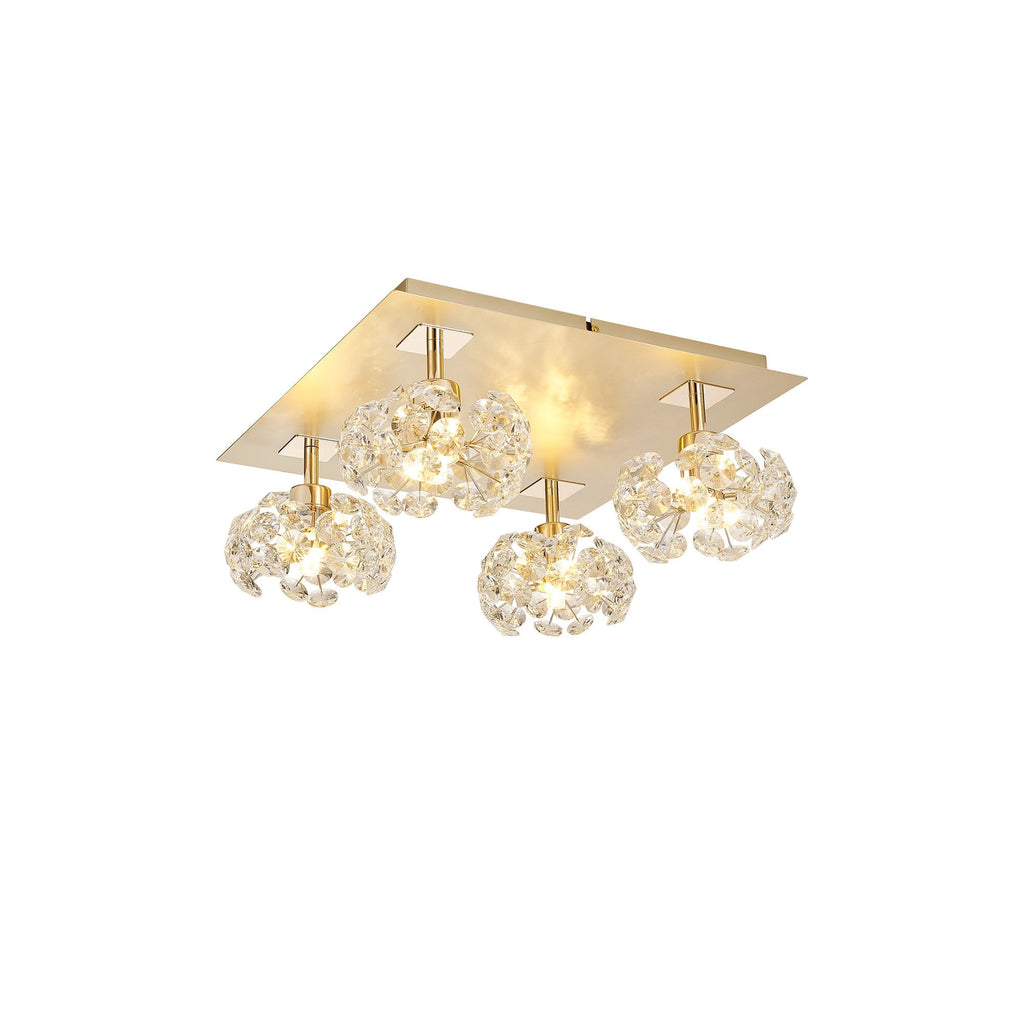 NLK15439 Paris 4 Light Flush Ceiling Light French Gold Crystal