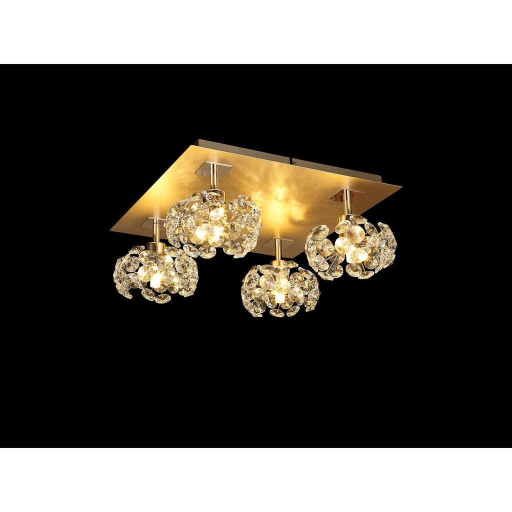 NLK15439 Paris 4 Light Flush Ceiling Light French Gold Crystal