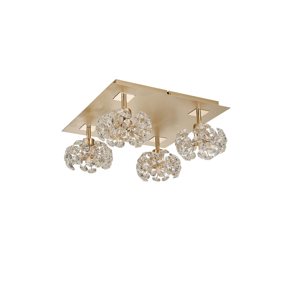 NLK15439 Paris 4 Light Flush Ceiling Light French Gold Crystal