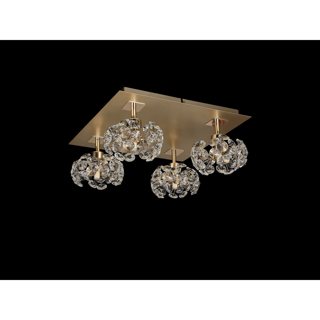 NLK15439 Paris 4 Light Flush Ceiling Light French Gold Crystal