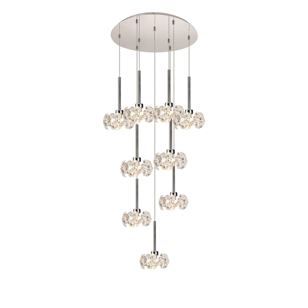 NLK15469 Paris 9 Light Round Pendant Polished Chrome Crystal
