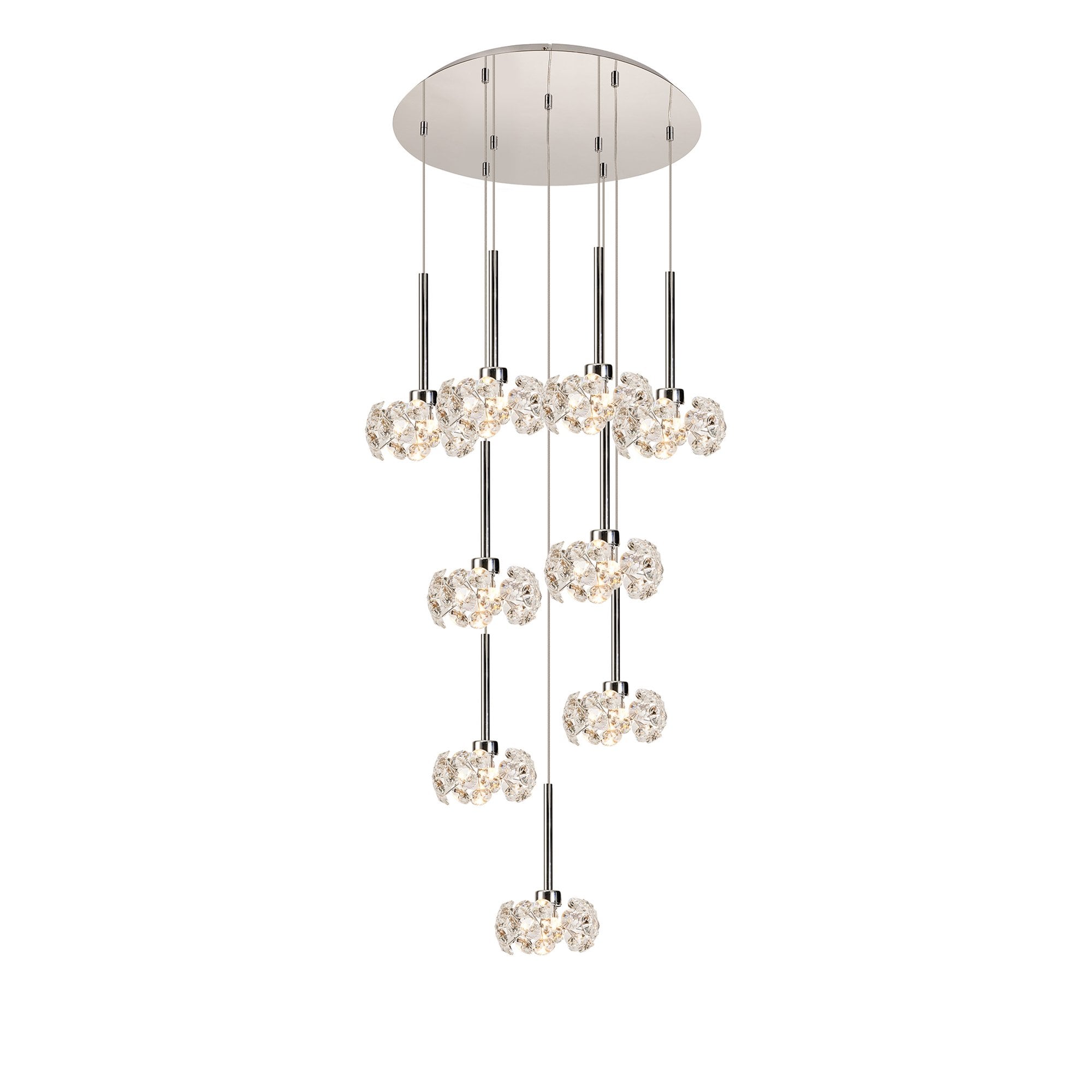 NLK15469 Paris 9 Light Round Pendant Polished Chrome Crystal