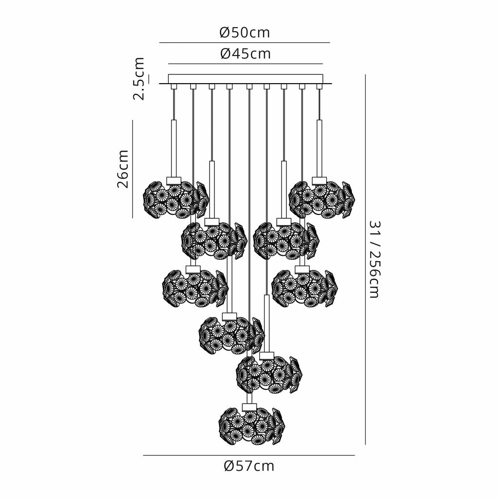NLK15469 Paris 9 Light Round Pendant Polished Chrome Crystal