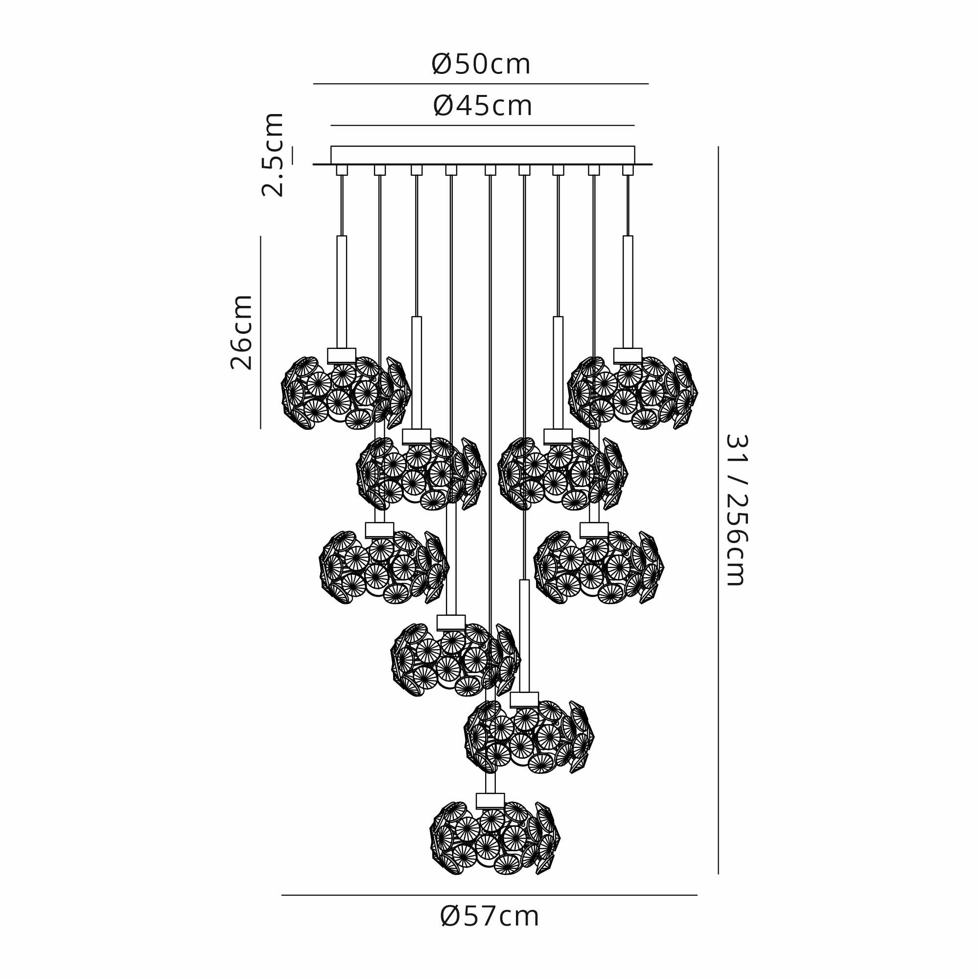 NLK15469 Paris 9 Light Round Pendant Polished Chrome Crystal