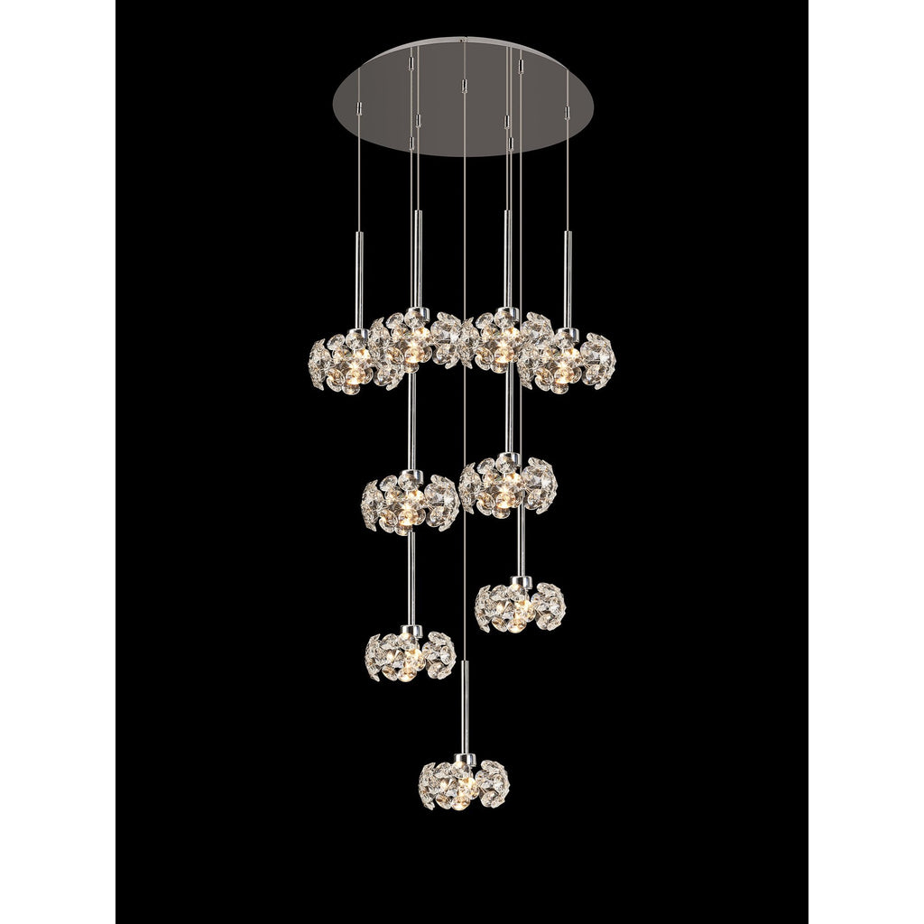 NLK15469 Paris 9 Light Round Pendant Polished Chrome Crystal