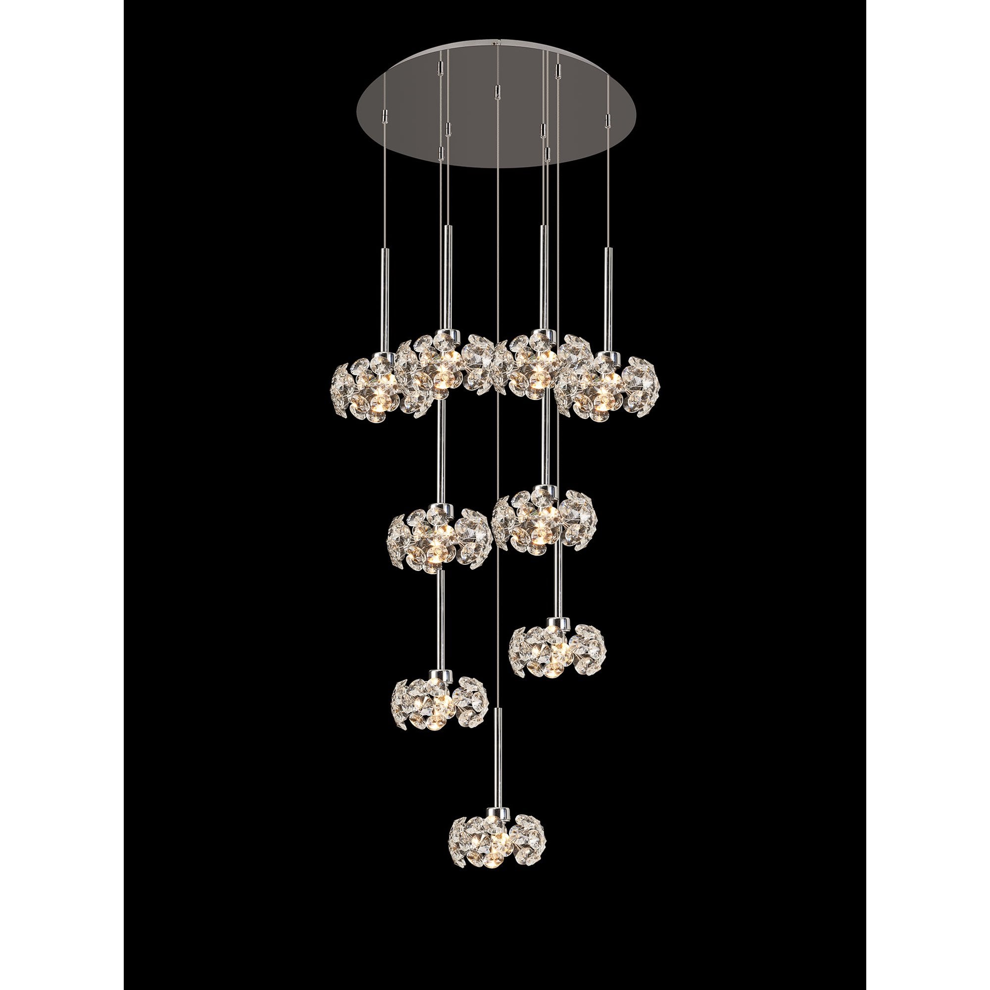 NLK15469 Paris 9 Light Round Pendant Polished Chrome Crystal