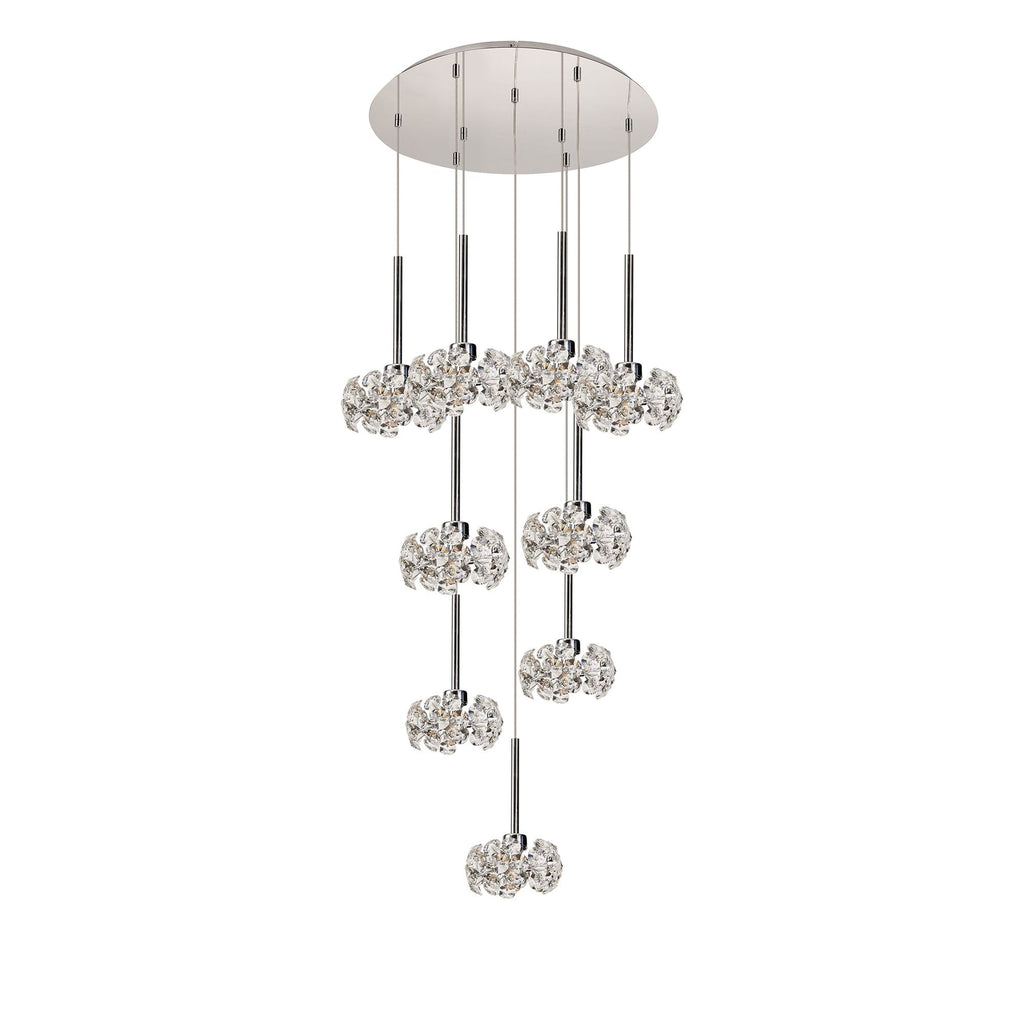 NLK15469 Paris 9 Light Round Pendant Polished Chrome Crystal