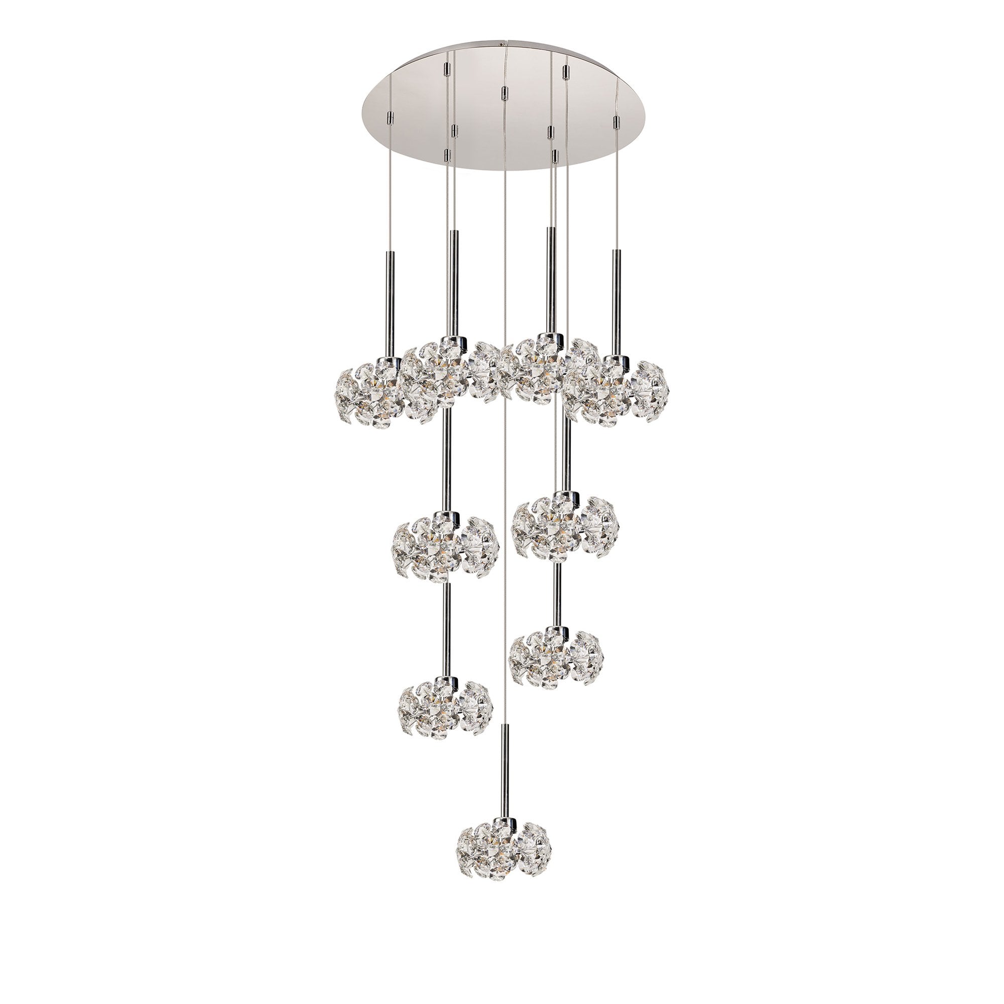 NLK15469 Paris 9 Light Round Pendant Polished Chrome Crystal