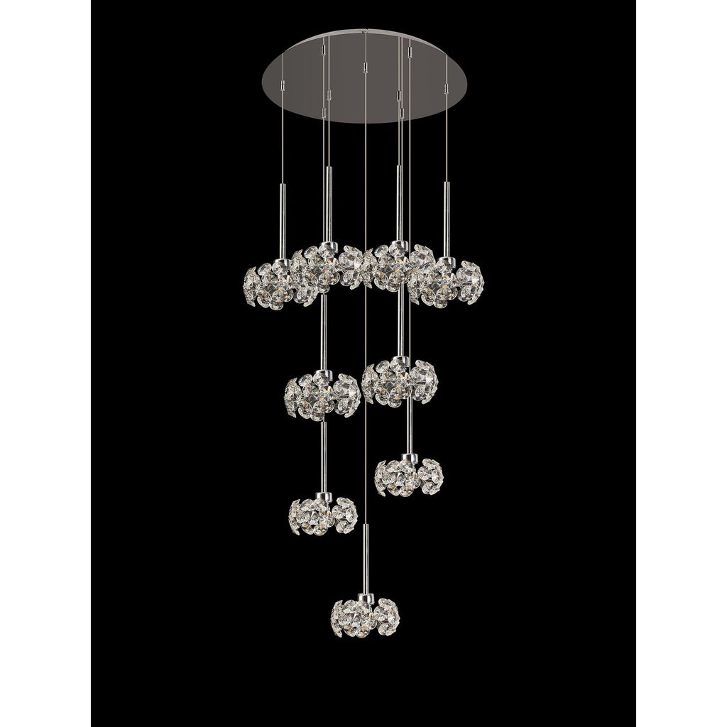 NLK15469 Paris 9 Light Round Pendant Polished Chrome Crystal