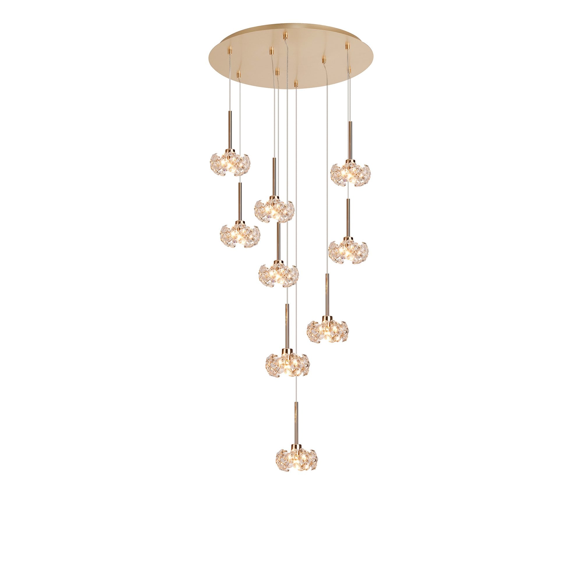 NLK15479 Paris 9 Light Round Pendant French Gold Crystal