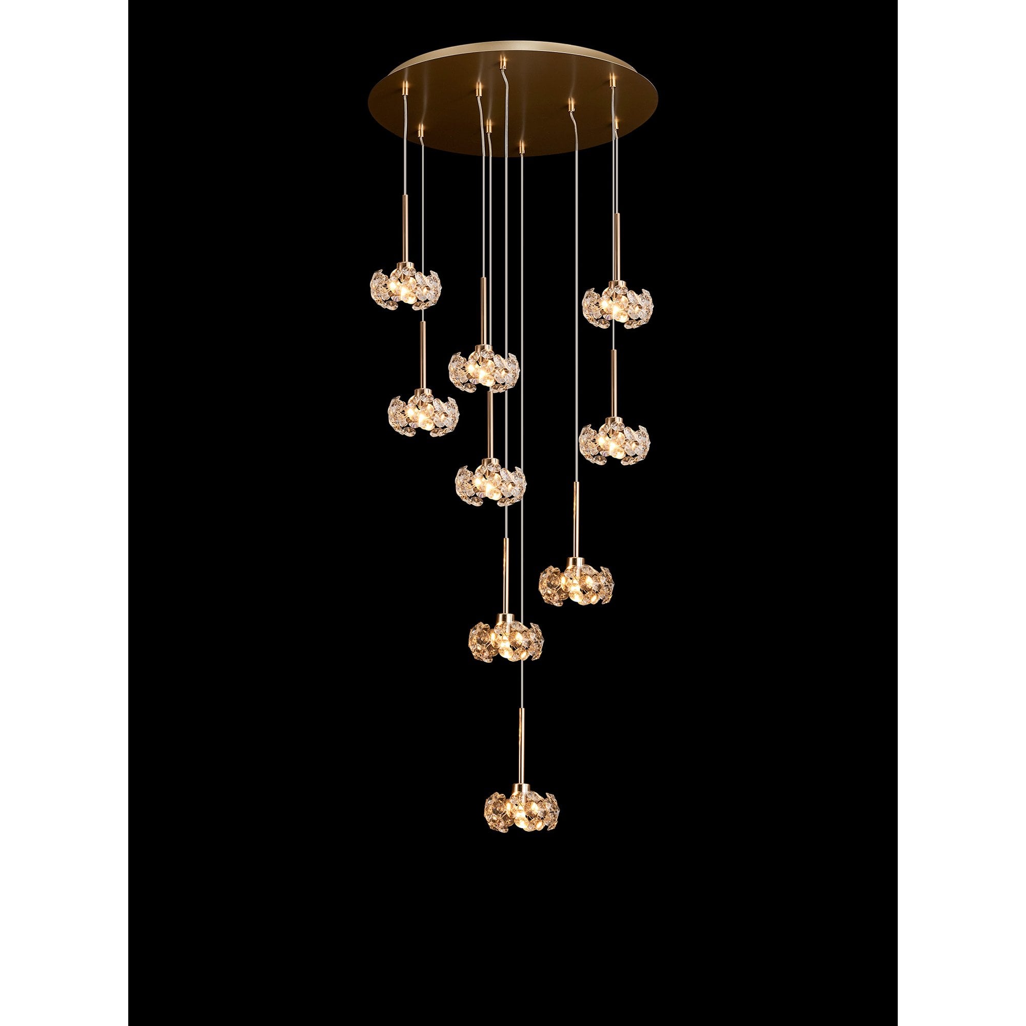 NLK15479 Paris 9 Light Round Pendant French Gold Crystal
