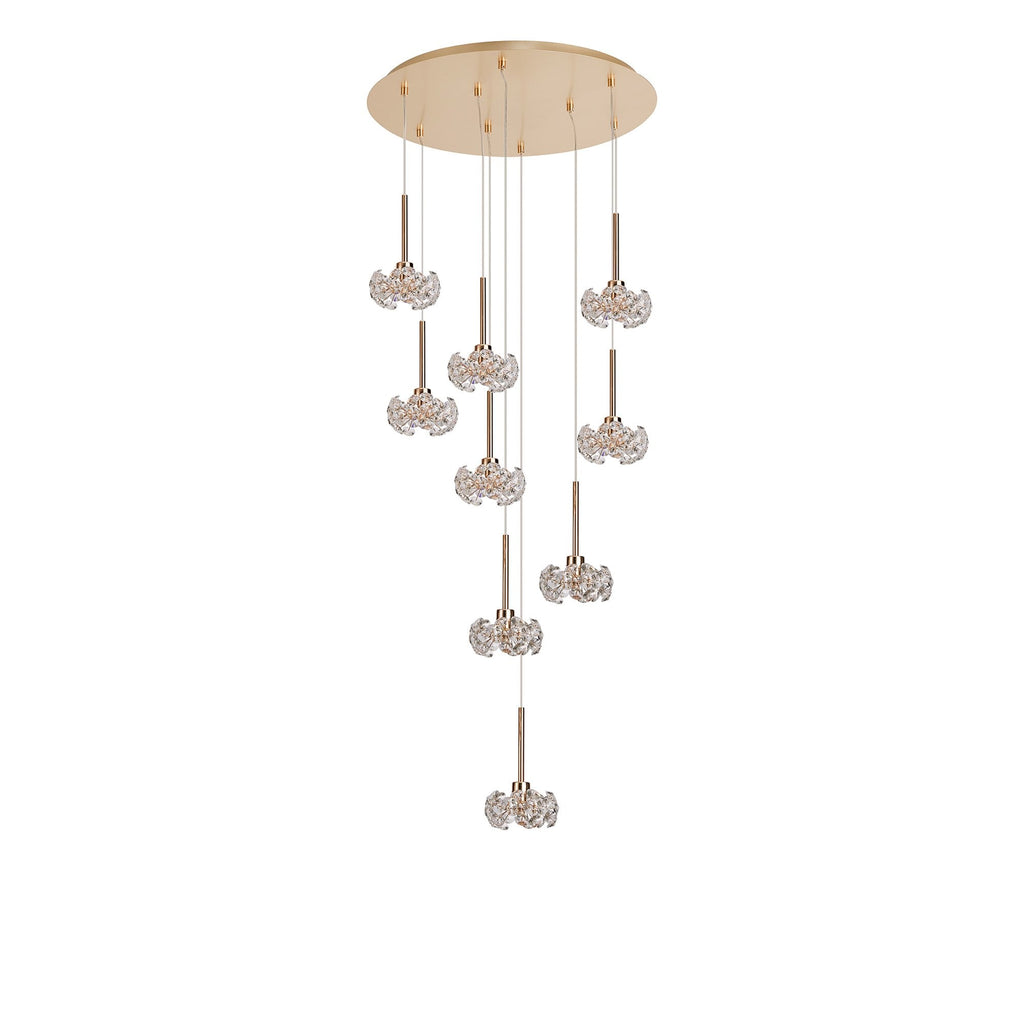 NLK15479 Paris 9 Light Round Pendant French Gold Crystal